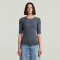 Washed A-Line Slim Rib T-Shirt - Dark blue - Women