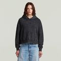 Washed A Line Script Hoodie Sweater - Black - Women