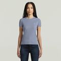 Rib Cap Sleeve T-Shirt - Light blue - Women
