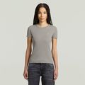 Rib Cap Sleeve T-Shirt - Grey - Women