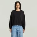 Premium Core Cropped Loose Sweater - Black - Women
