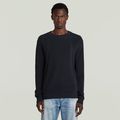 Structure Ribbed Knit Pullover - Dark blue - Men