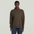 Fabric Mix Half Zip Sweater - Brown - Men