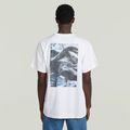 Back Photo Print Loose T-Shirt - white knee patch - Men