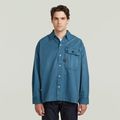 Pleated 1-Pocket Boxy Shirt - Medium blue - Men