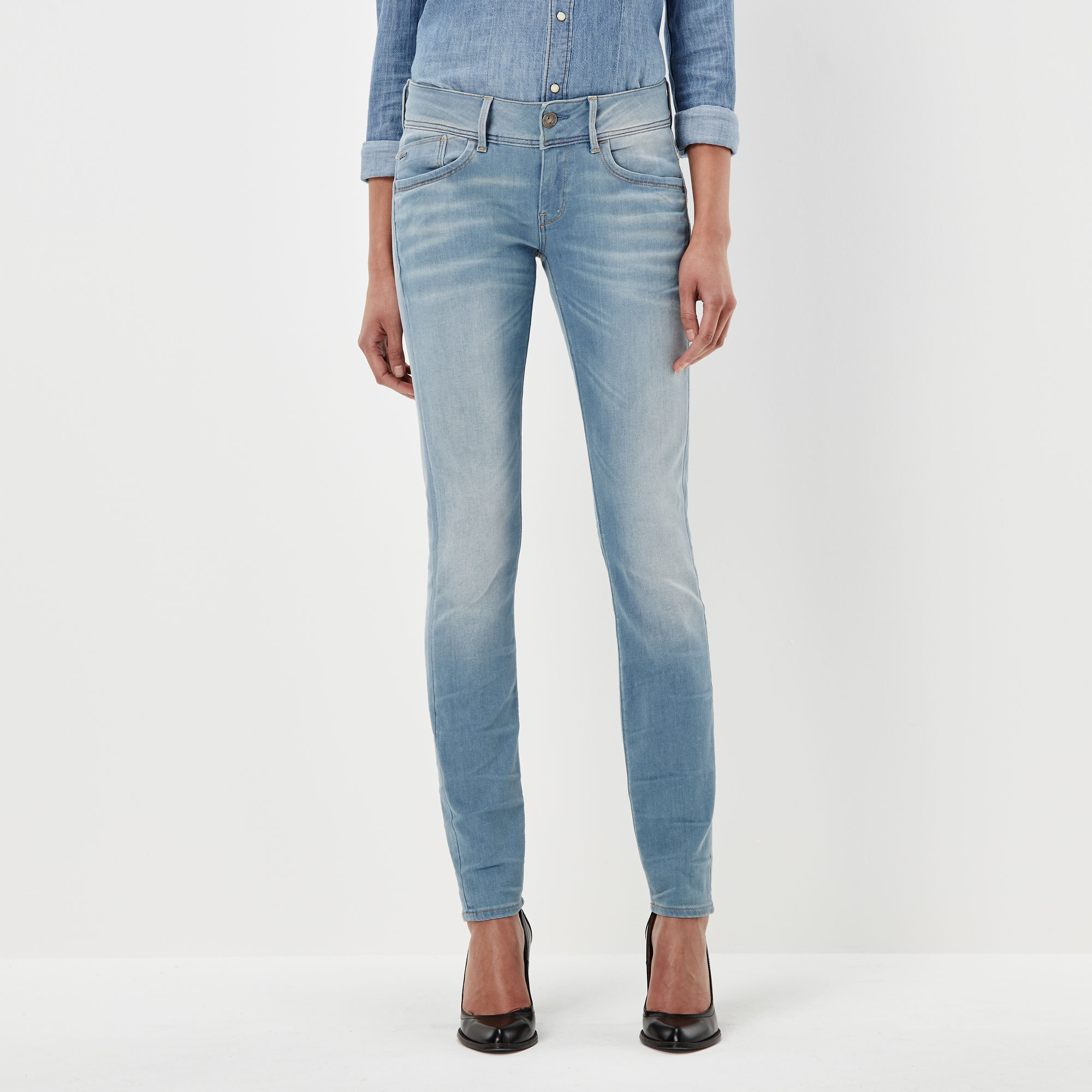 G-Star RAW Dames Lynn Mid Waist Skinny Jeans Lichtblauw G-Star RAW Dames Lynn Mid Waist Skinny Jeans Lichtblauw