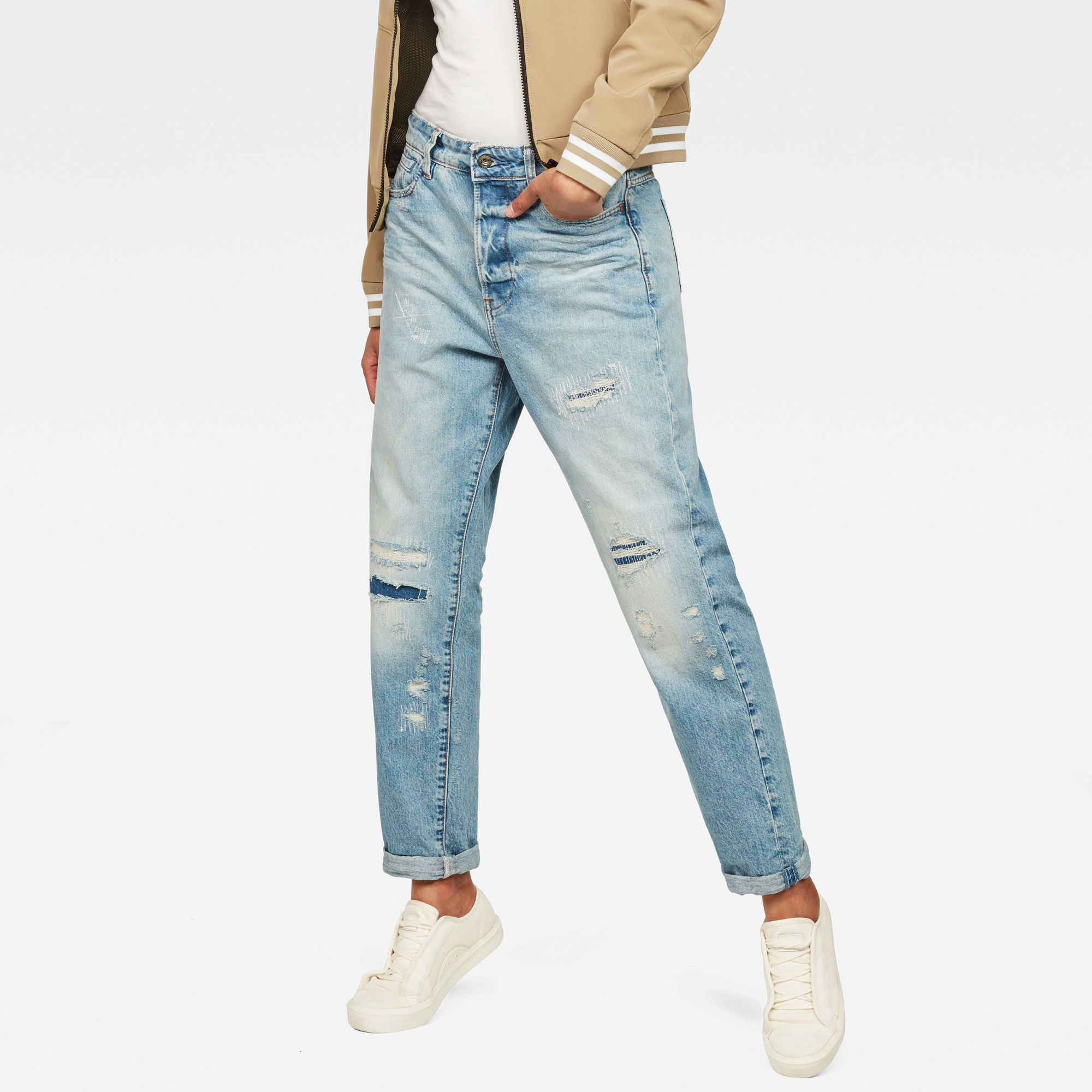 G-Star RAW Dames Midge Saddle High Waist Boyfriend Jeans Lichtblauw G-Star RAW Dames Midge Saddle High Waist Boyfriend Jeans Lichtblauw