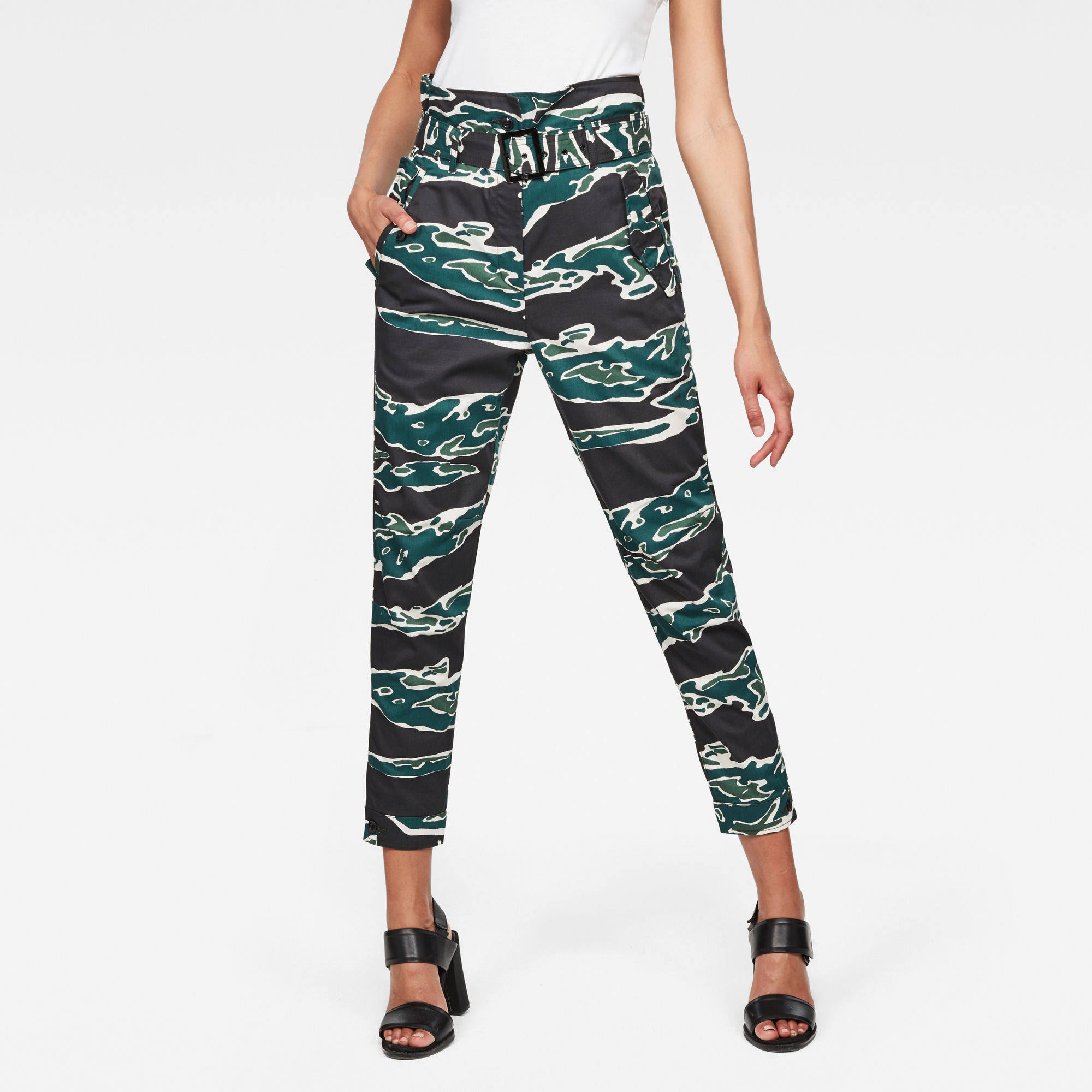 G-Star RAW Dames Rovic High Waist Paperbag Pants Groen G-Star RAW Dames Rovic High Waist Paperbag Pants Groen