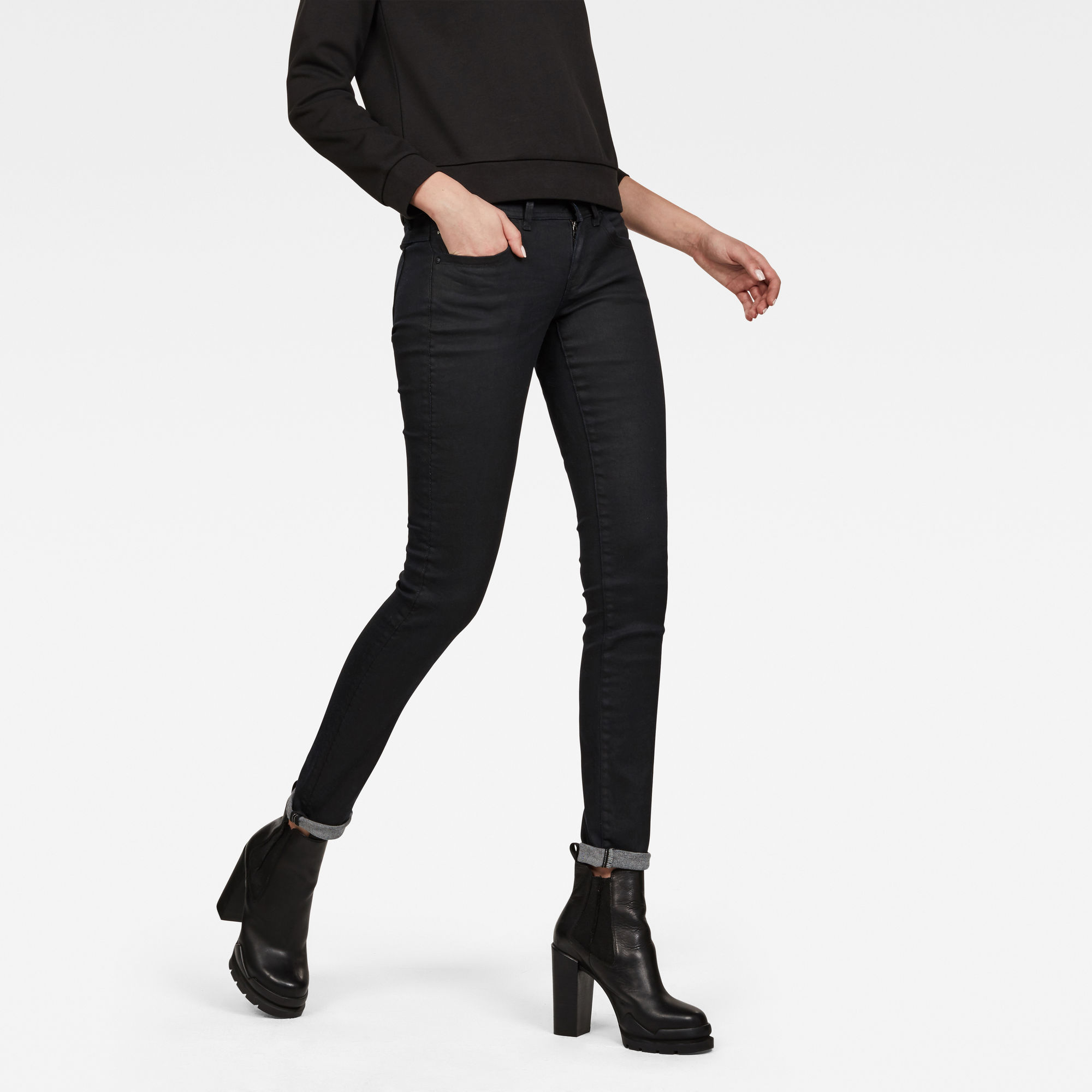 G-Star RAW Dames Lynn Mid Waist Skinny Jeans Zwart G-Star RAW Dames Lynn Mid Waist Skinny Jeans Zwart