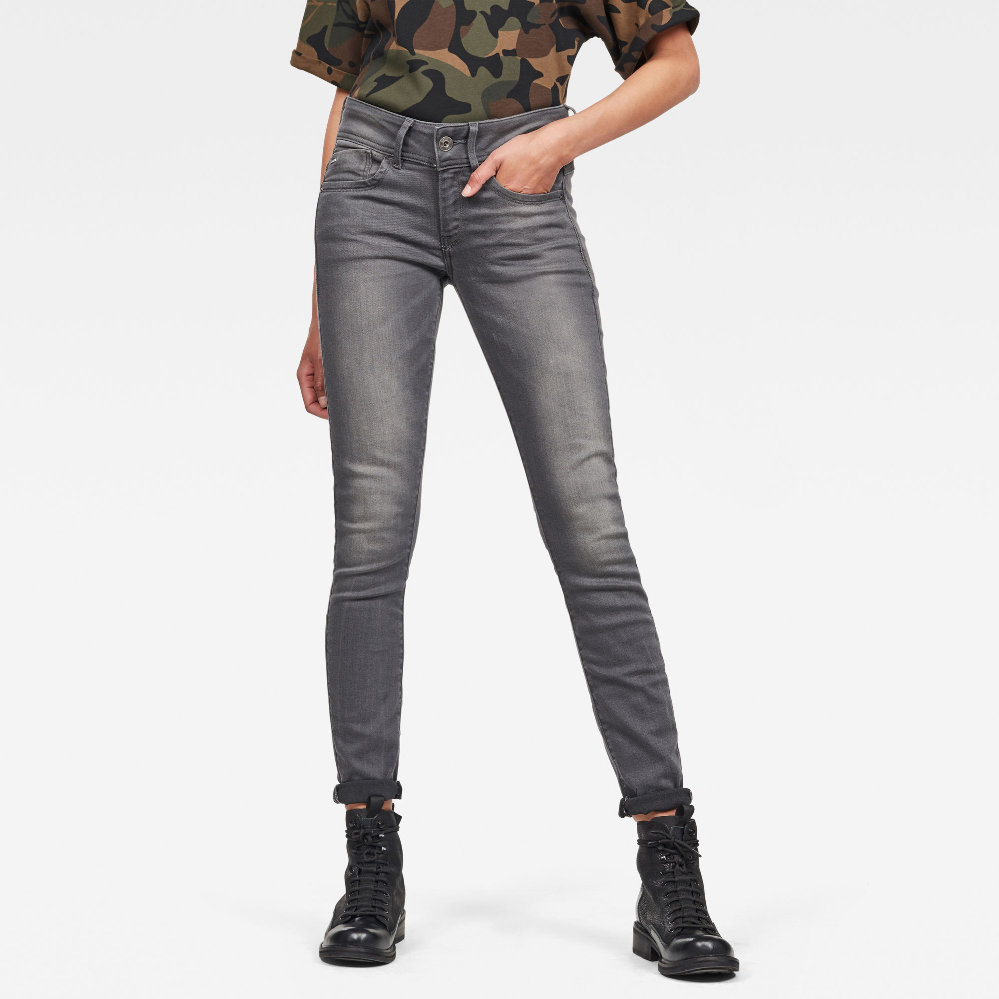 

Lynn Mid Waist Skinny Jeans - Grey - Women