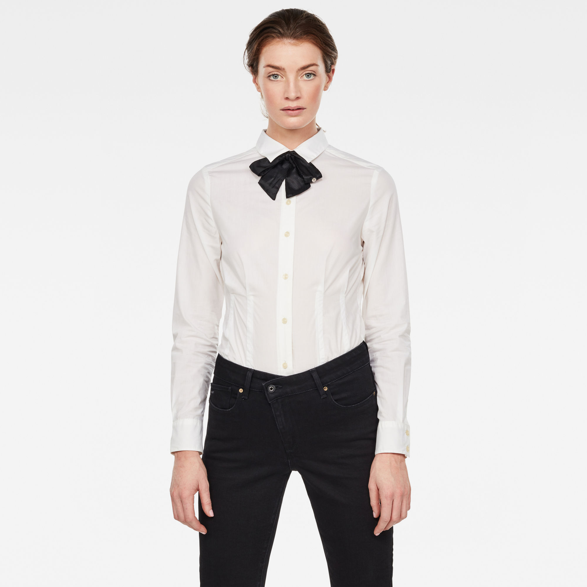 

Syenite Slim Shirt Met Strik - Wit - Dames