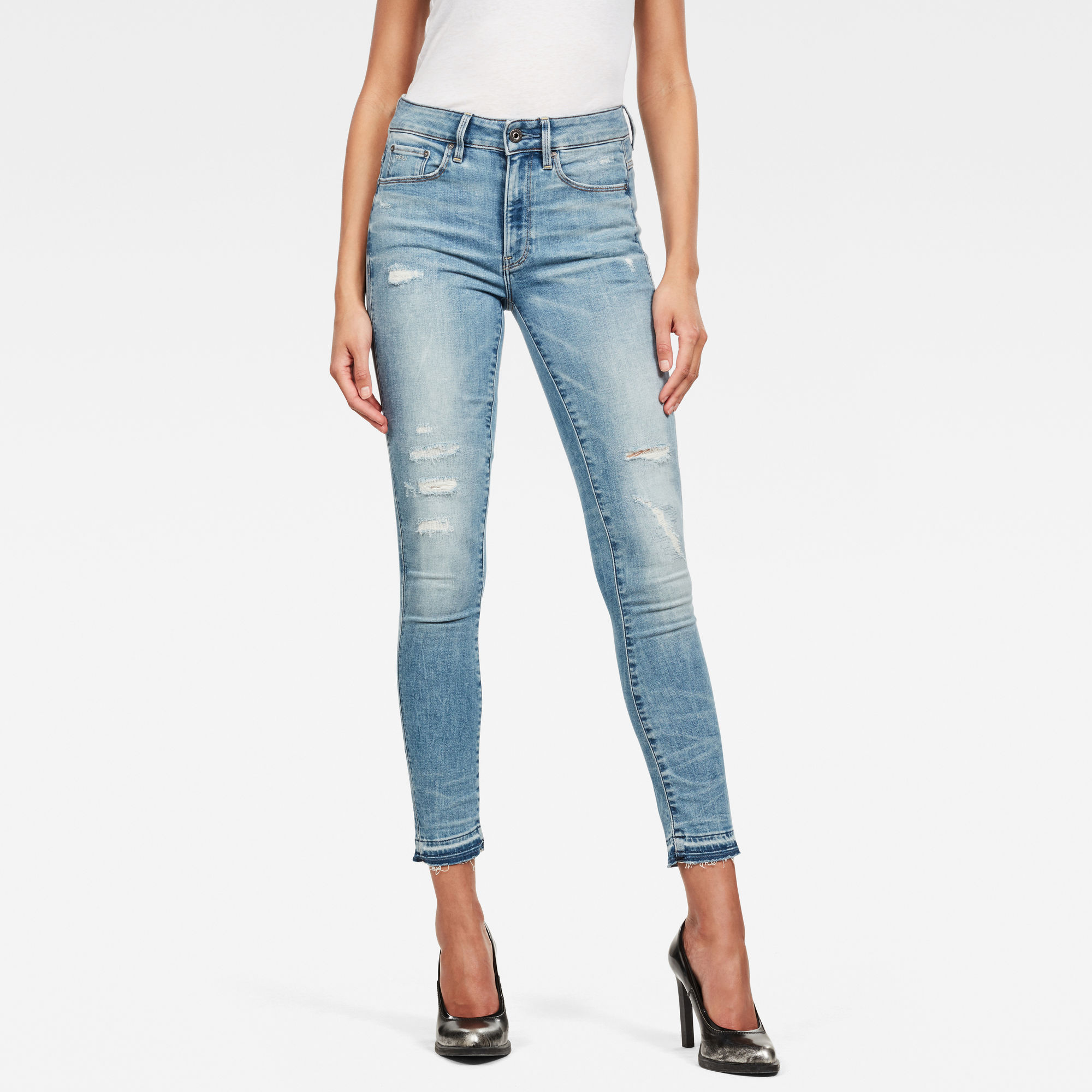 3301 High Skinny Ripped Edge Ankle Jeans - Hellblau - Damen