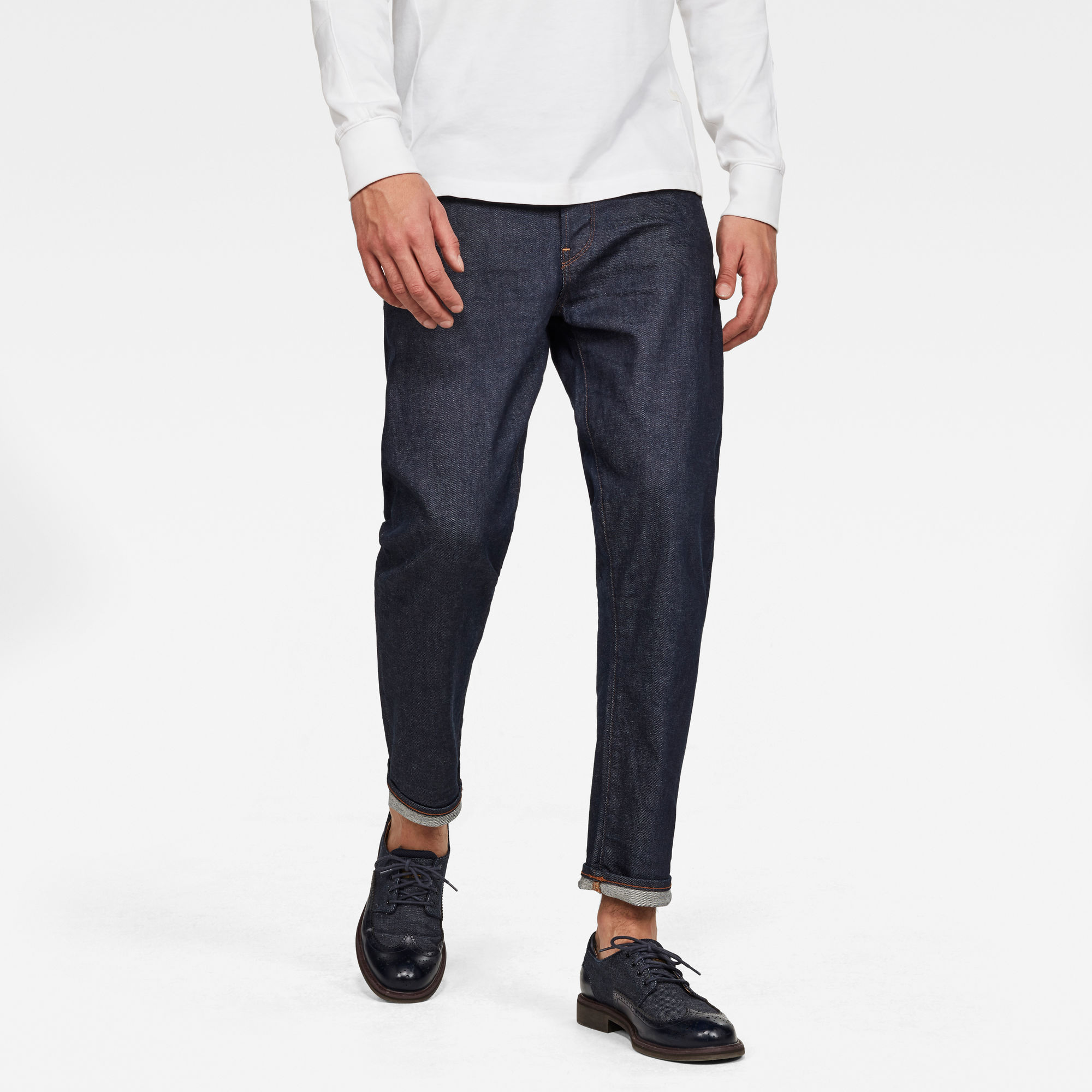 G-Star RAW Heren Morry 3D Relaxed Tapered Selvedge Jeans Donkerblauw G-Star RAW Heren Morry 3D Relaxed Tapered Selvedge Jeans Donkerblauw