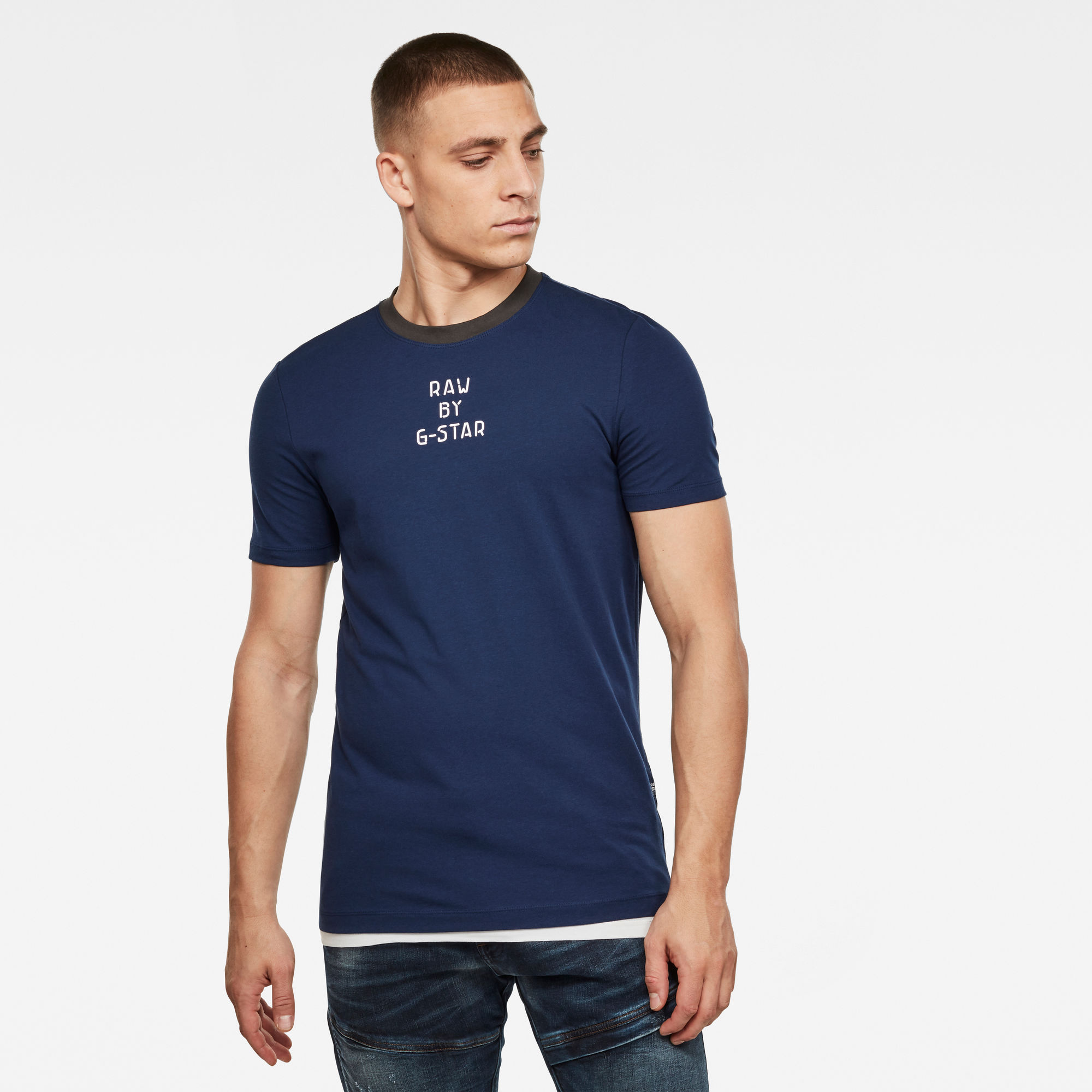 camiseta raw hombre Text GR Slim Azul oscuro 3