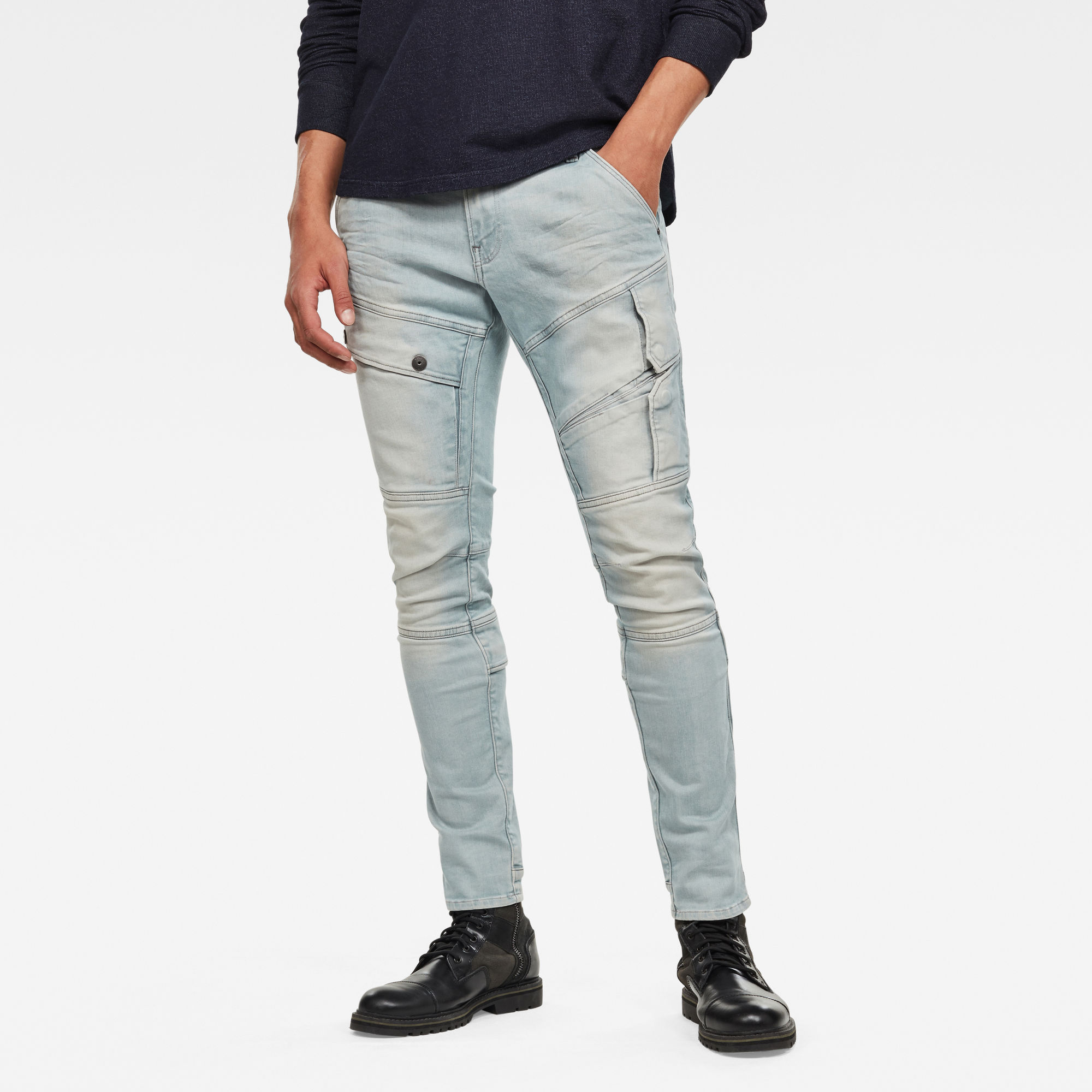 zwaan van Onbevreesd G-Star RAW Heren Airblaze 3D Skinny Jeans Lichtblauw|G-Star RAW