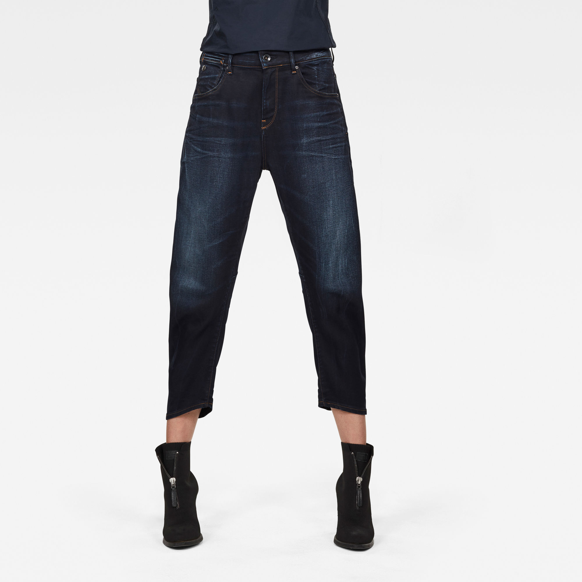 

A Crotch 3D Low Boyfriend Jeans - Dark blue - Women