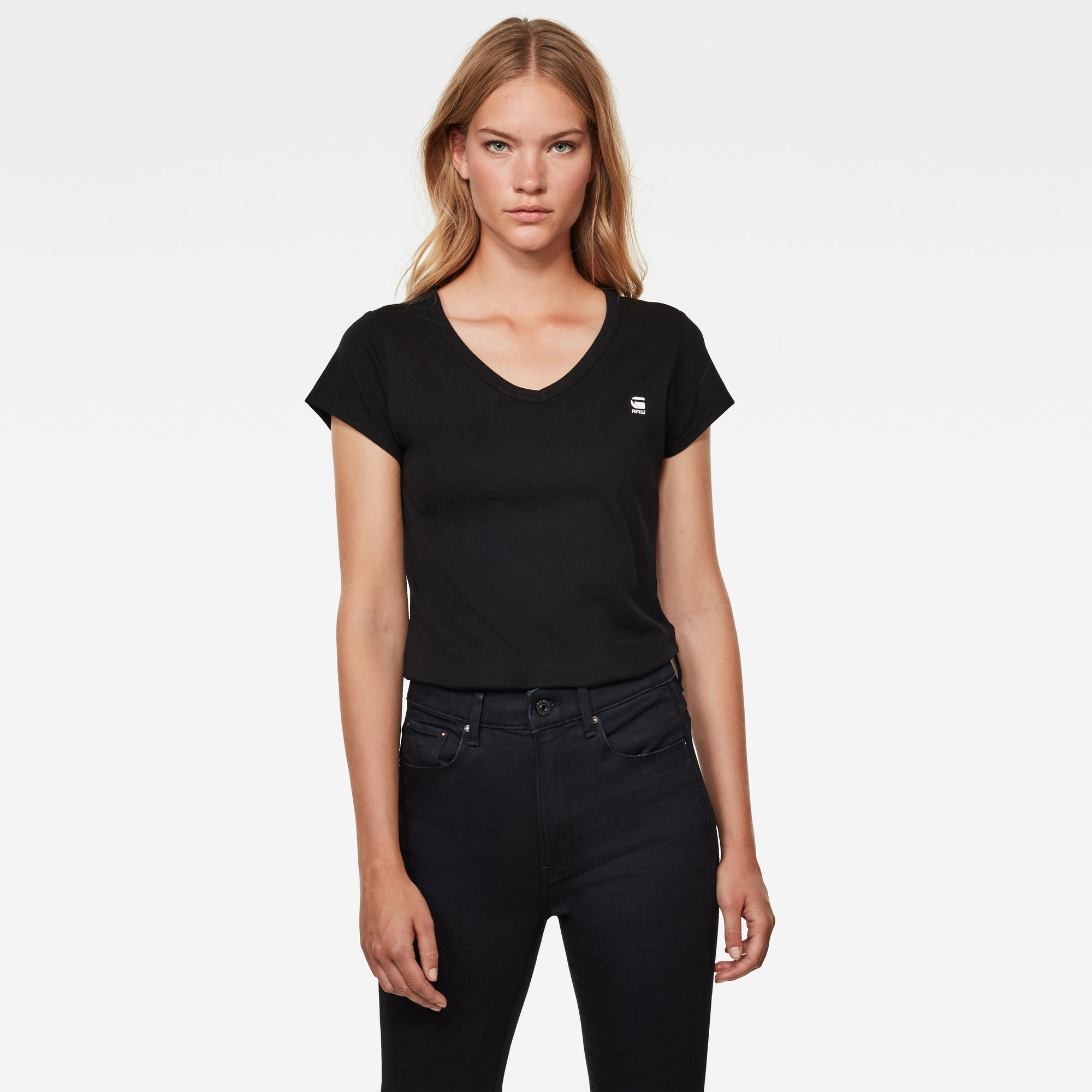 G-Star RAW Slim V-Hals Top - Zwart - Dames