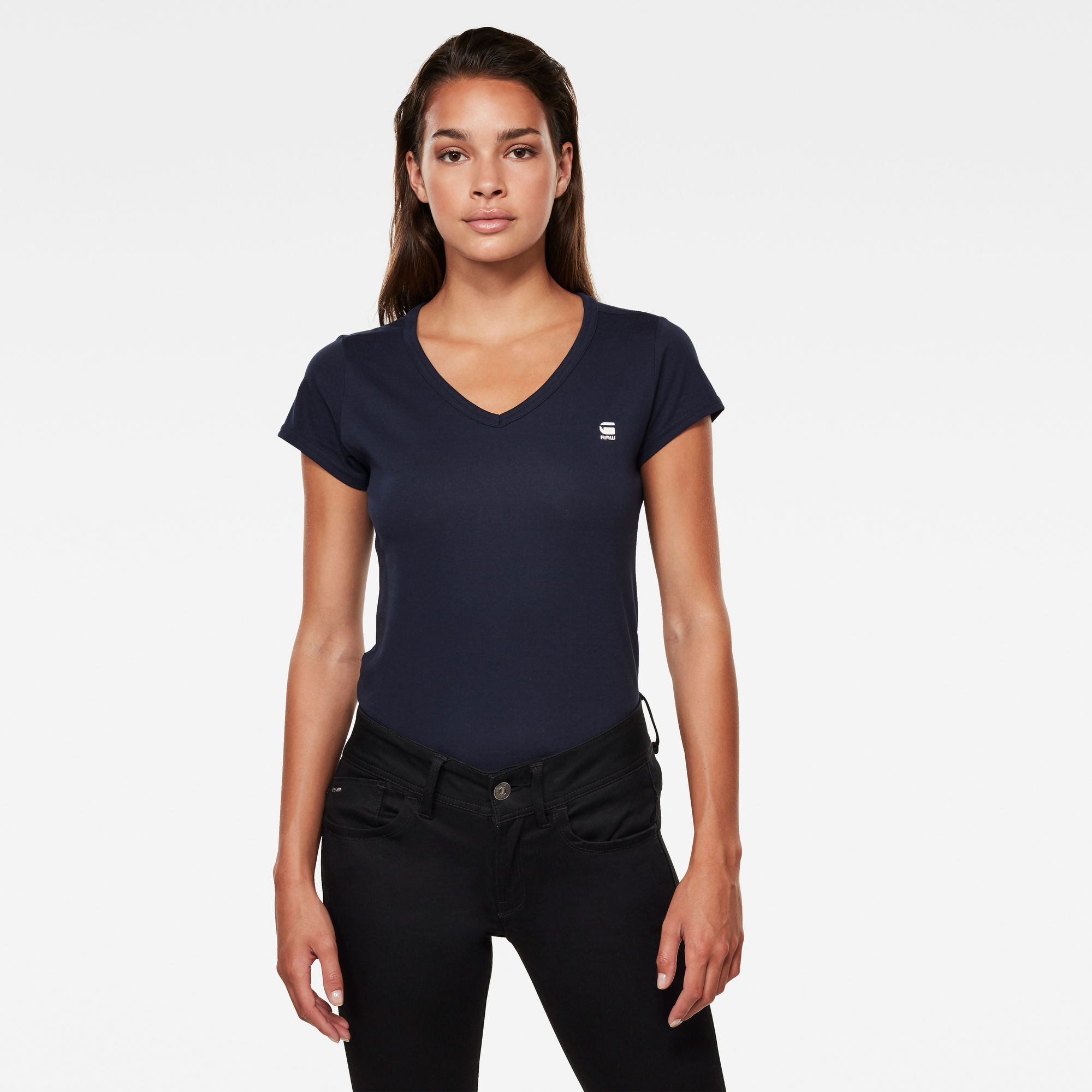 

Slim V-Neck Top - Dunkelblau - Damen
