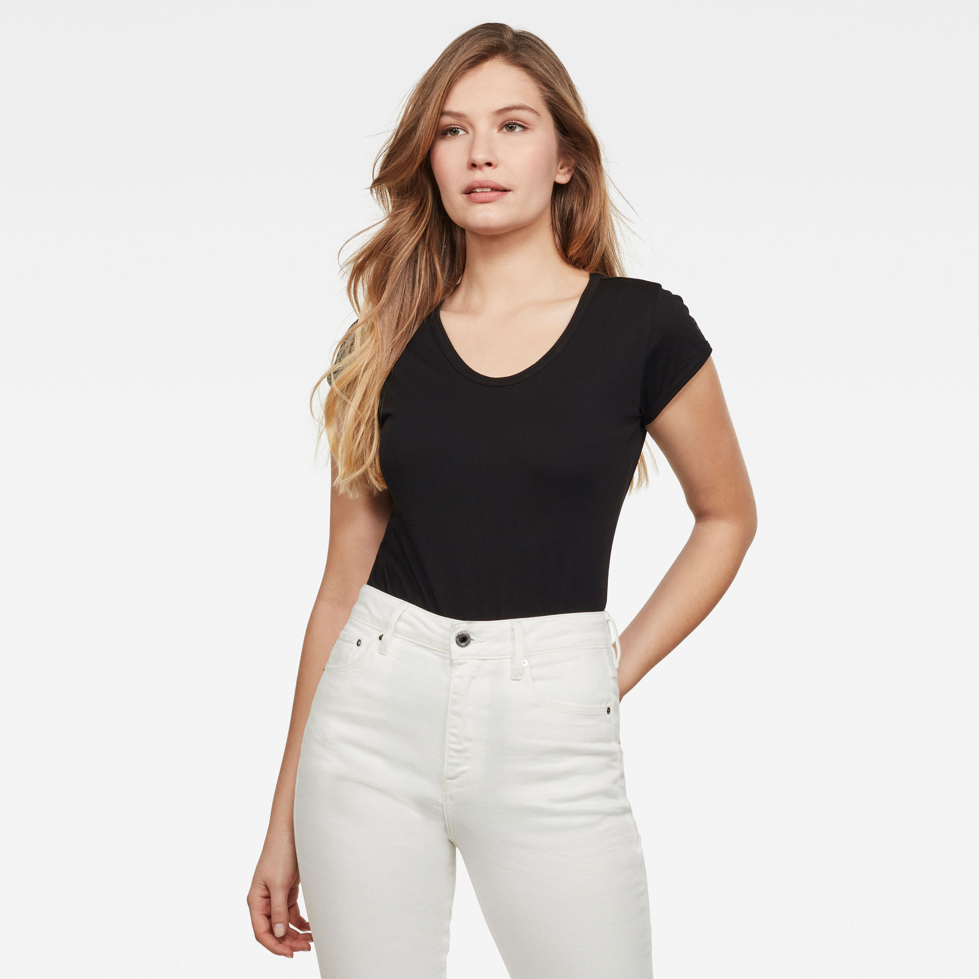 G-Star RAW Dames Core Eyben Slim T-Shirt Zwart G-Star RAW Dames Core Eyben Slim T-Shirt Zwart