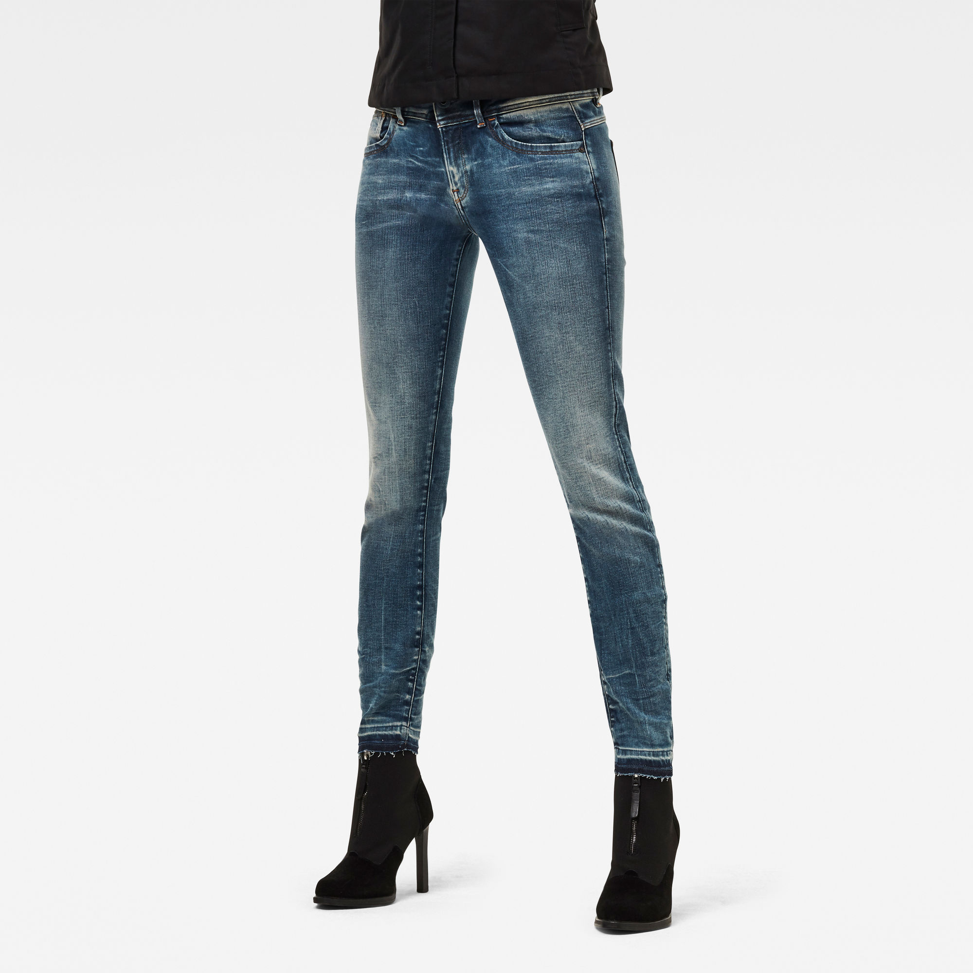 G-Star RAW Denim Lynn Mid Waist Skinny Jeans Voor in het Blauw Dames Kleding voor voor Jumpsuits 