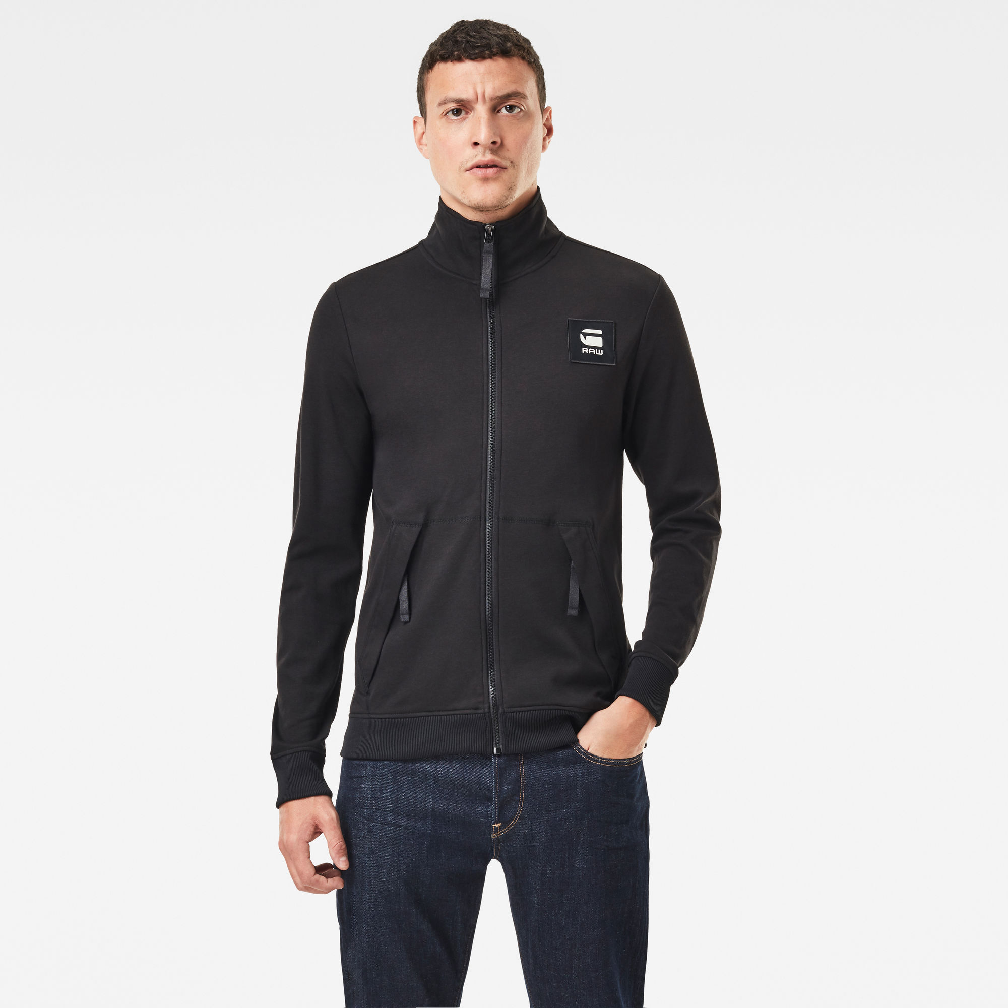 G-Star RAW Heren Track Tweeter T-Shirt Met Rits Zwart G-Star RAW Heren Track Tweeter T-Shirt Met Rits Zwart