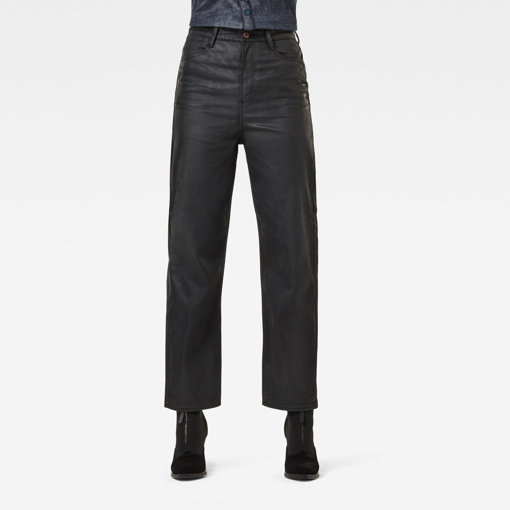 G-Star RAW Dames Tedie Ultra High Straight Ankle Jeans Zwart G-Star RAW Dames Tedie Ultra High Straight Ankle Jeans Zwart