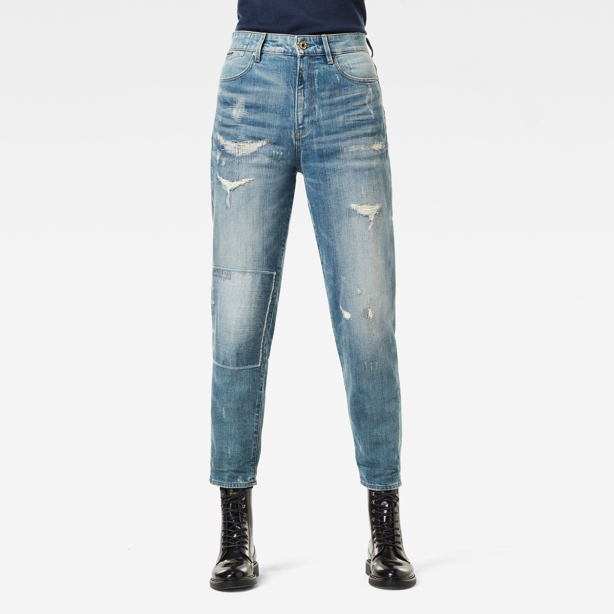 

Janeh Ultra High Mom Ankle Jeans - Midden blauw - Dames