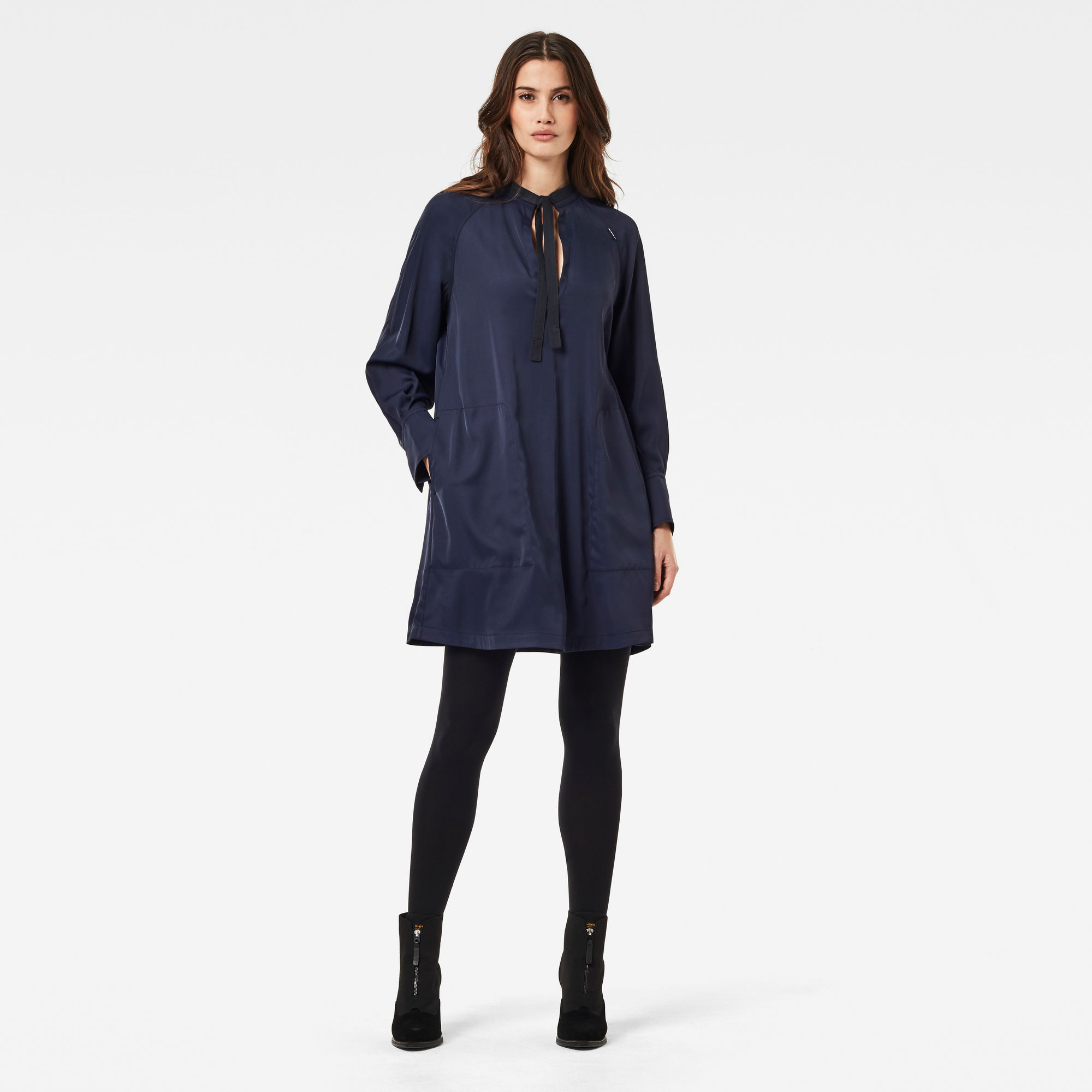 G-Star RAW Dames V-neck Tunic Dress Donkerblauw G-Star RAW Dames V-neck Tunic Dress Donkerblauw