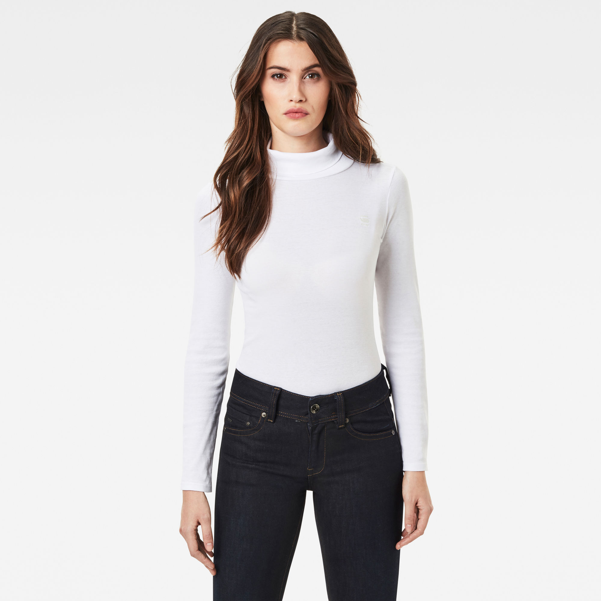 G-Star RAW Dames Xinva Slim Col Top C Wit G-Star RAW Dames Xinva Slim Col Top C Wit