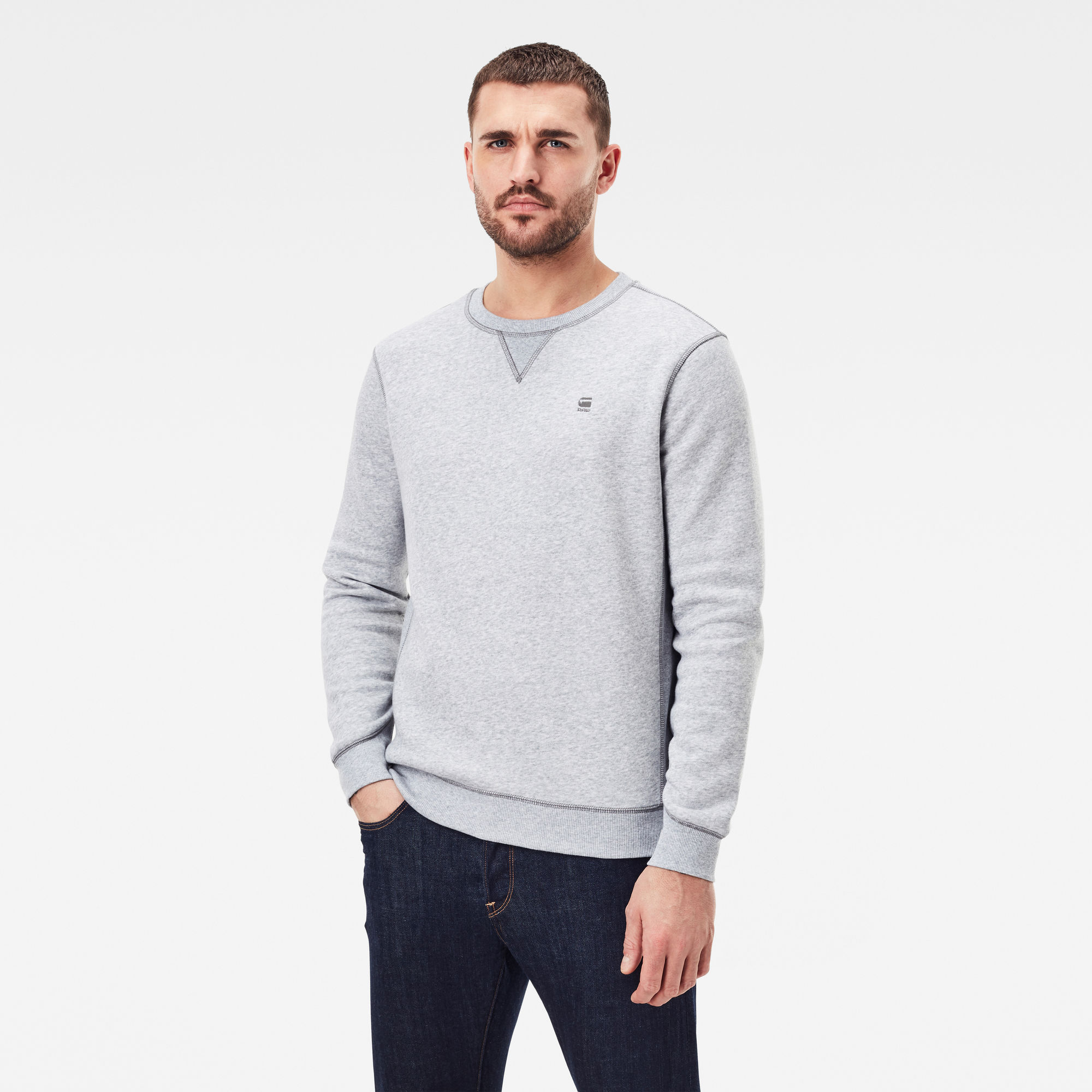 G-Star RAW Heren Premium Core Sweater Grijs G-Star RAW Heren Premium Core Sweater Grijs