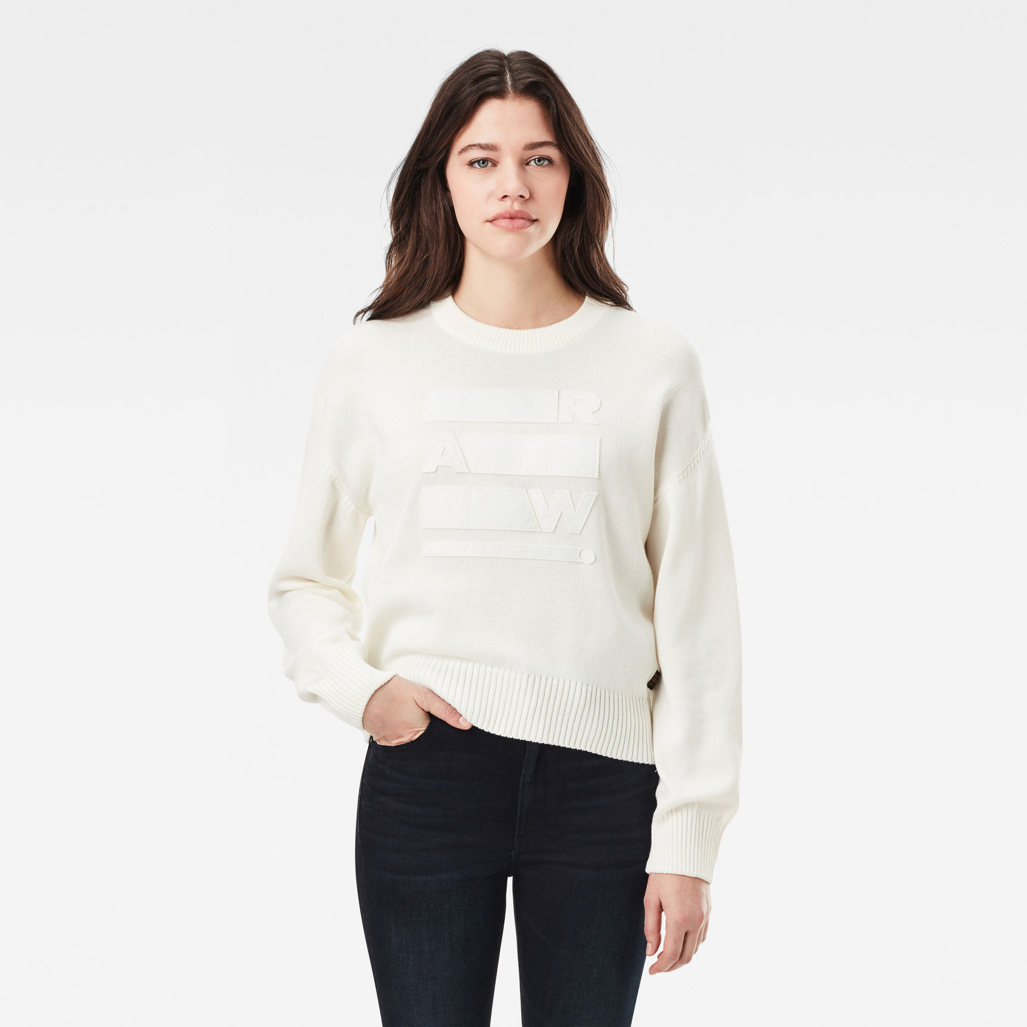 G-Star RAW Dames Raw Space GR Boyfriend Gebreide Trui Wit G-Star RAW Dames Raw Space GR Boyfriend Gebreide Trui Wit