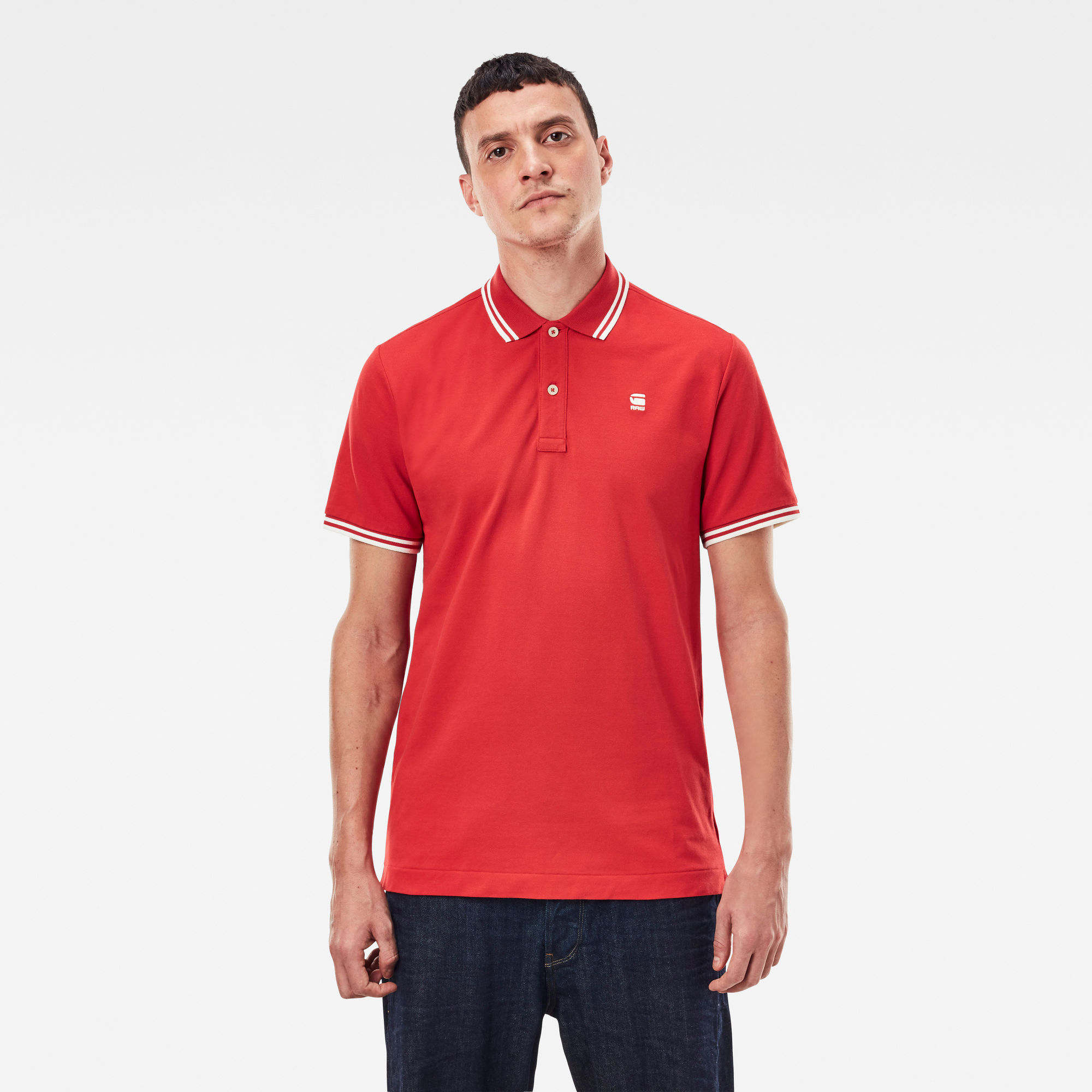 G-Star RAW Heren Dunda Slim Stripe Polo Rood G-Star RAW Heren Dunda Slim Stripe Polo Rood