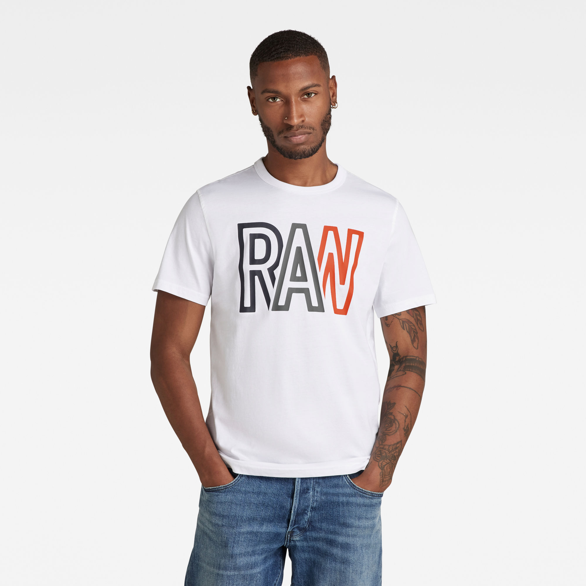 G-Star RAW Heren Raw T-Shirt Wit G-Star RAW Heren Raw T-Shirt Wit