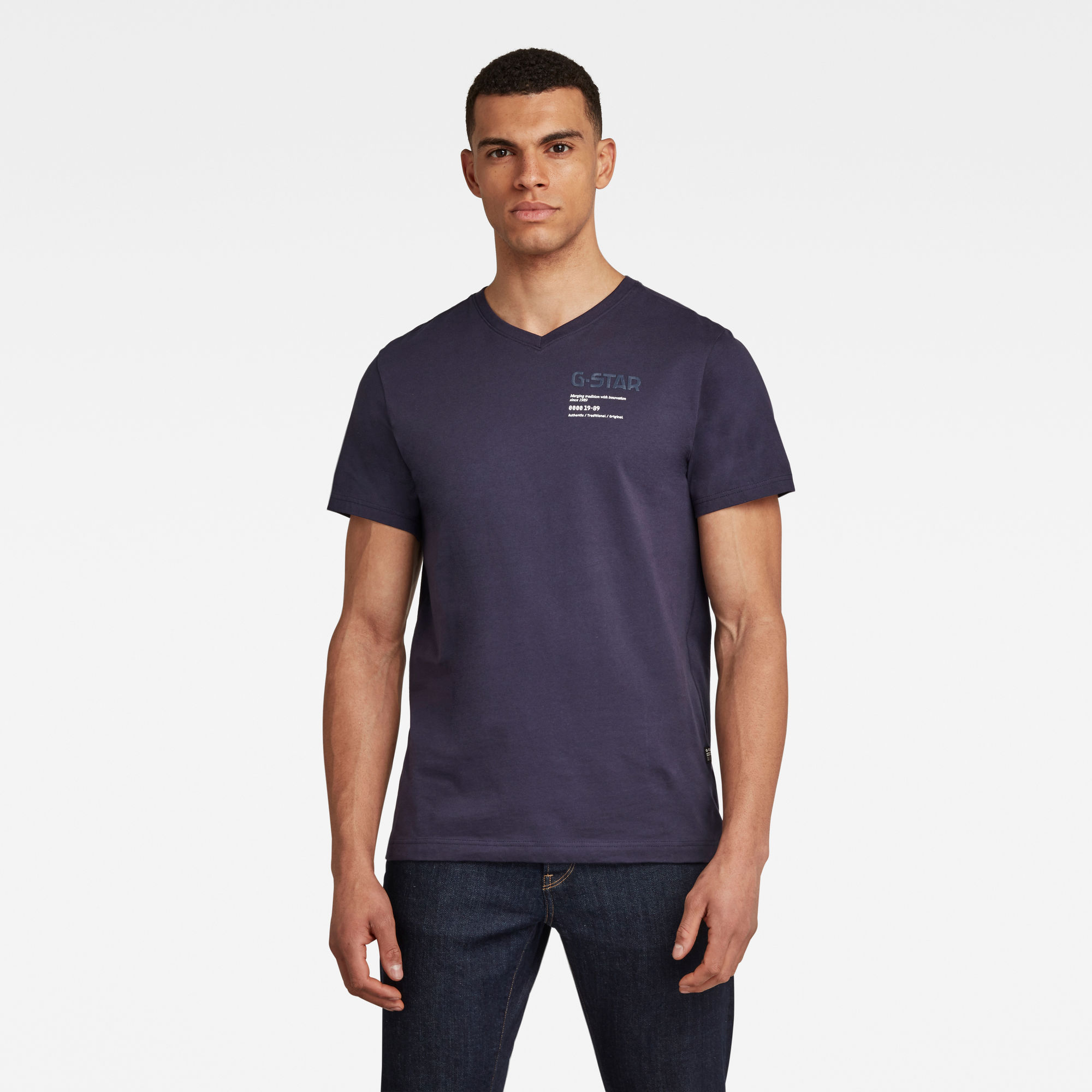 G-Star RAW Heren G-Star Chest Graphic T-Shirt Donkerblauw G-Star RAW Heren G-Star Chest Graphic T-Shirt Donkerblauw