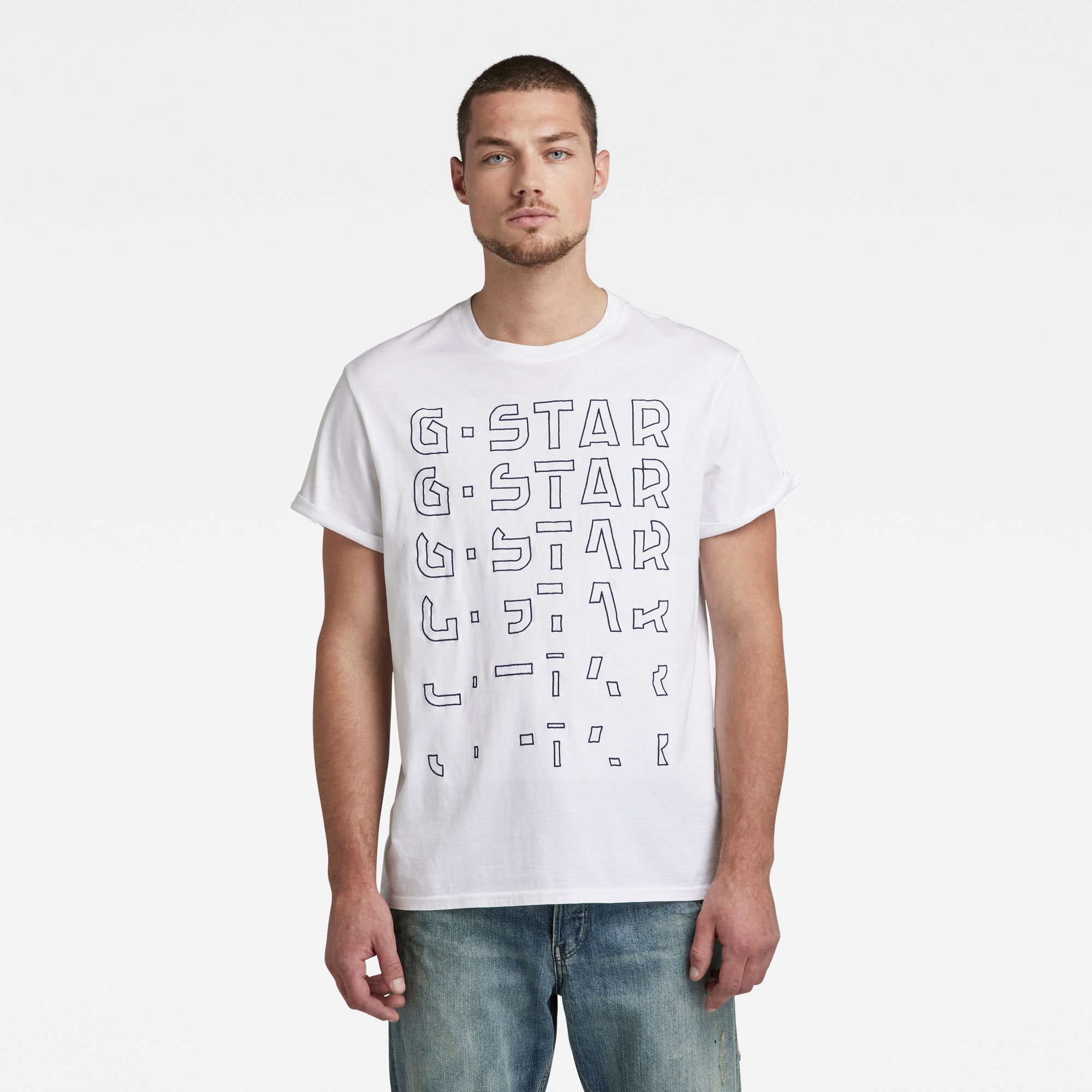 G-Star RAW Heren Embro Gradient Graphic Lash T-Shirt Wit G-Star RAW Heren Embro Gradient Graphic Lash T-Shirt Wit