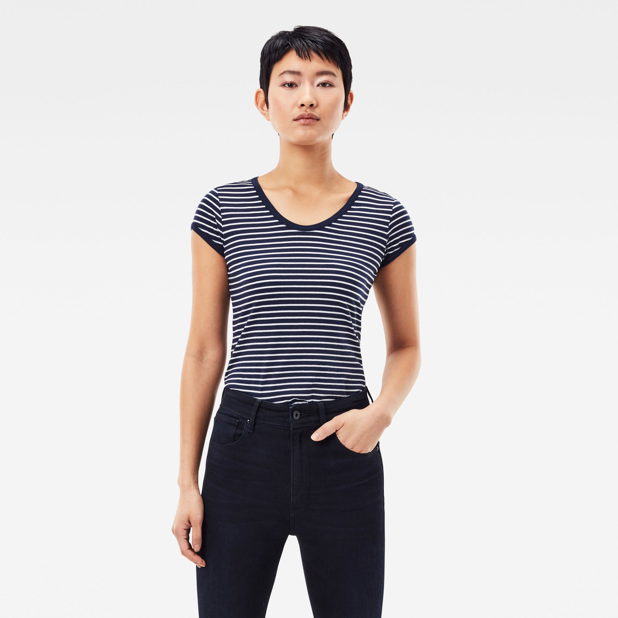 G-Star RAW Dames Core Eyben Slim T-Shirt Blauw G-Star RAW Dames Core Eyben Slim T-Shirt Blauw