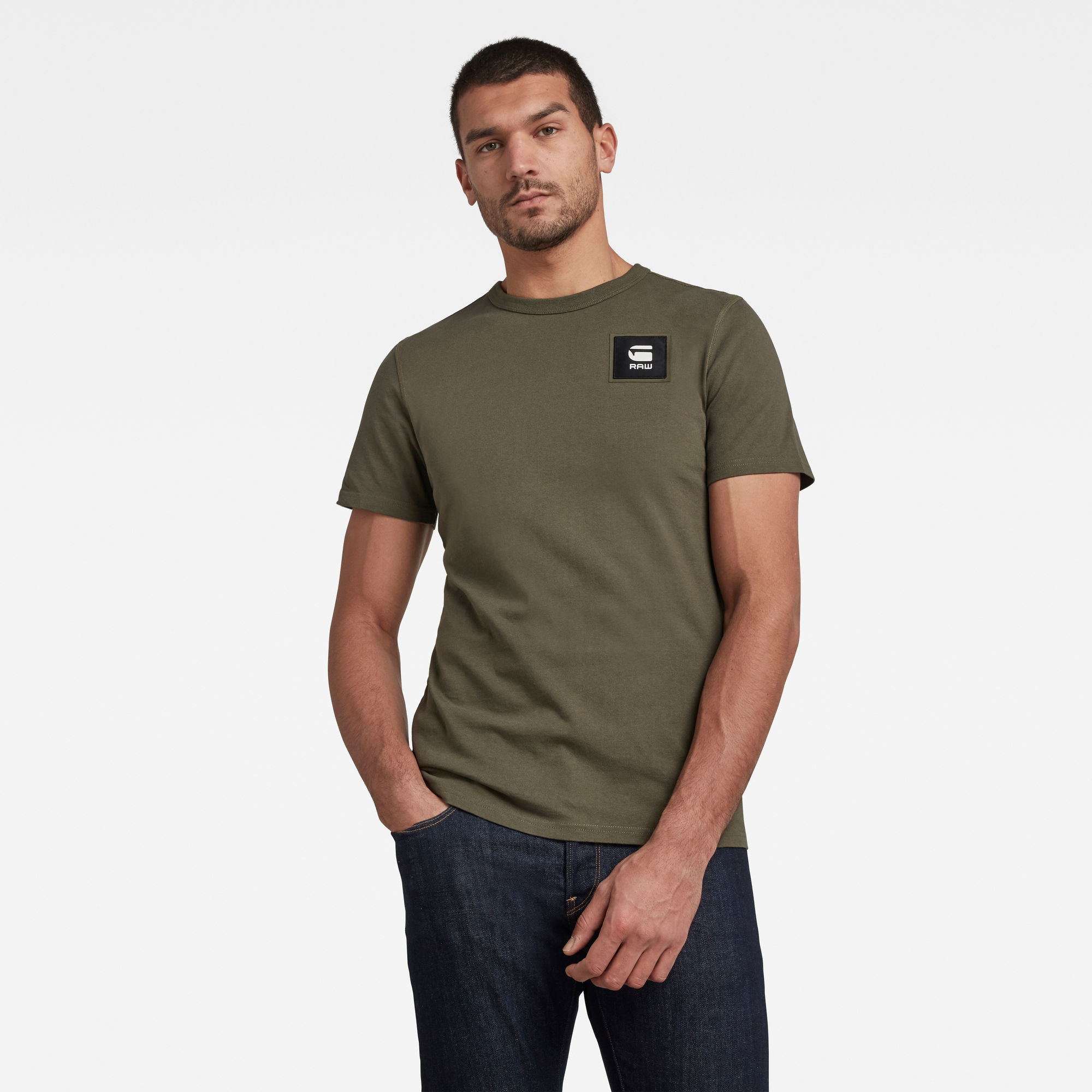 G-Star RAW Heren Badge Logo T-Shirt Groen G-Star RAW Heren Badge Logo T-Shirt Groen