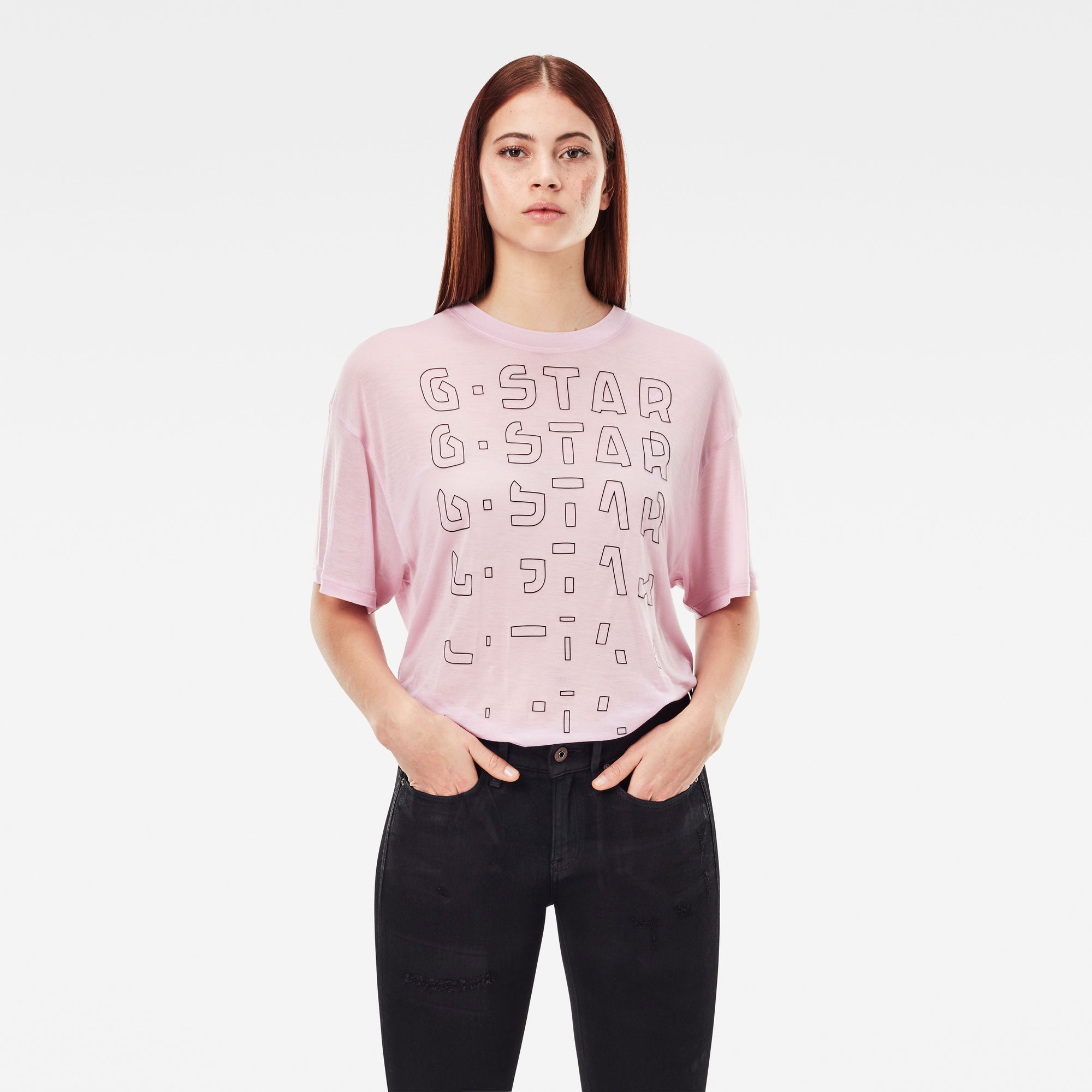 G-Star RAW Dames Sheer Faded Graphic Tee Paars G-Star RAW Dames Sheer Faded Graphic Tee Paars