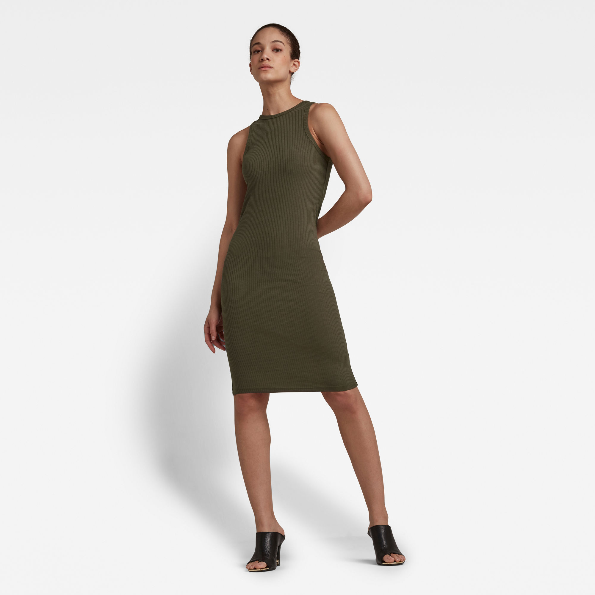 G-Star RAW Dames Rib Tanktop Jurk Slim Groen G-Star RAW Dames Rib Tanktop Jurk Slim Groen