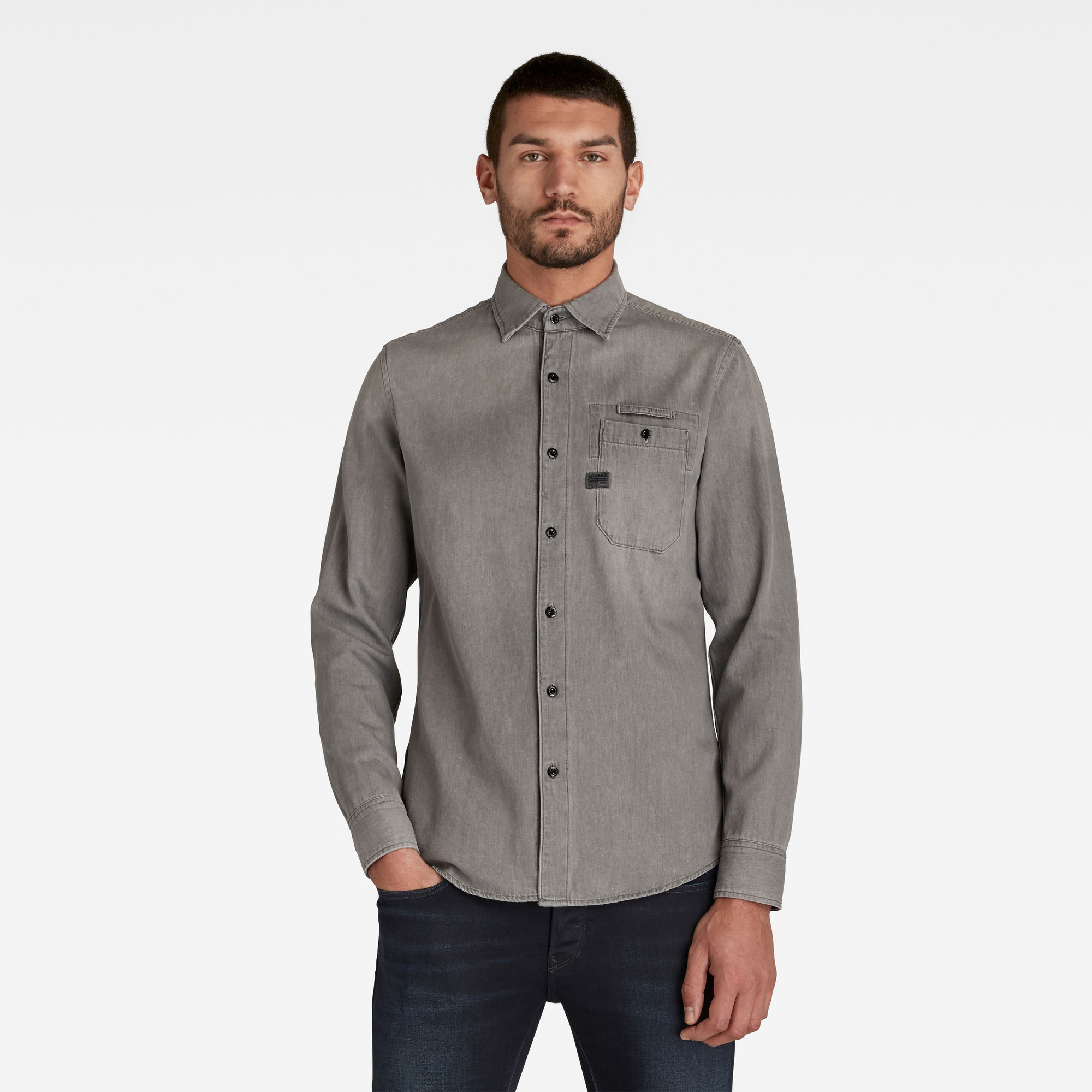 G-Star RAW Heren Bristum Slim Shirt Grijs G-Star RAW Heren Bristum Slim Shirt Grijs