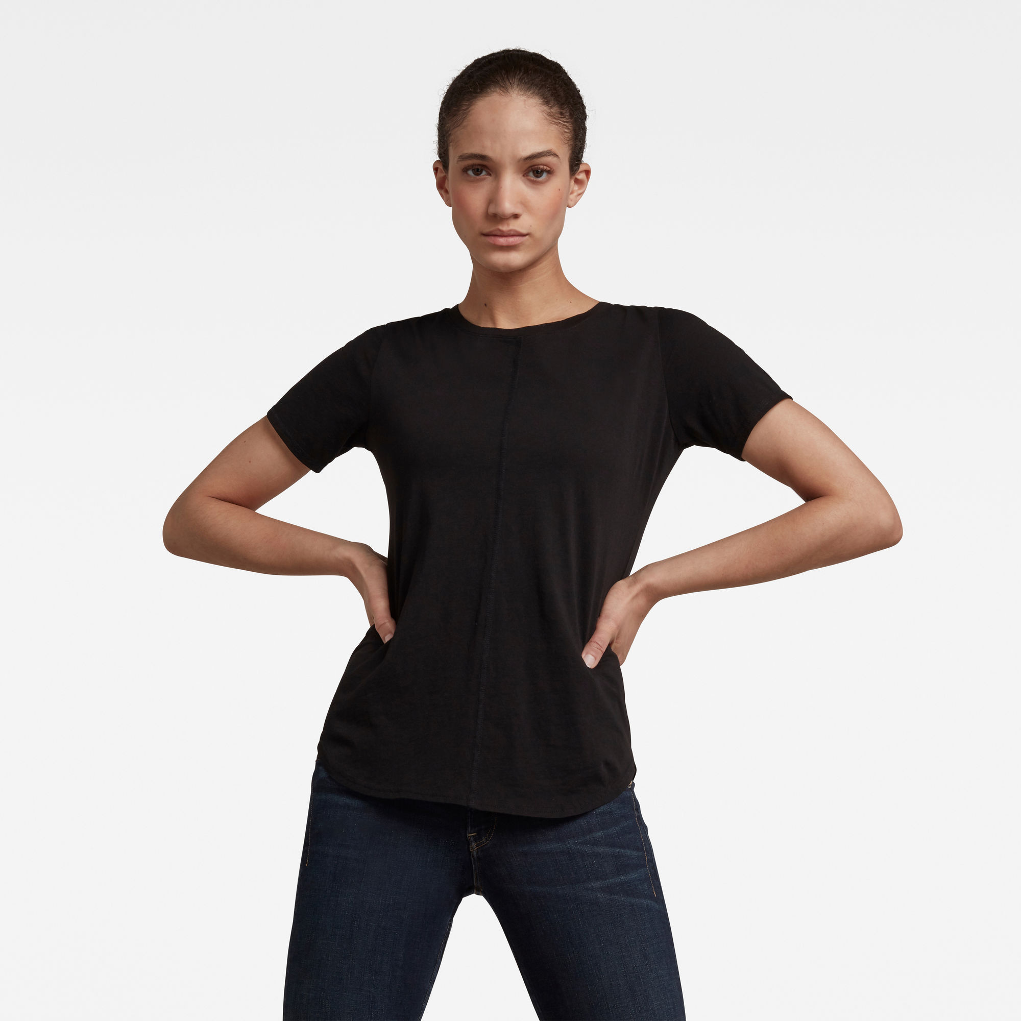 G-Star RAW Dames Adjustable Back Slim Fit Tee Zwart G-Star RAW Dames Adjustable Back Slim Fit Tee Zwart