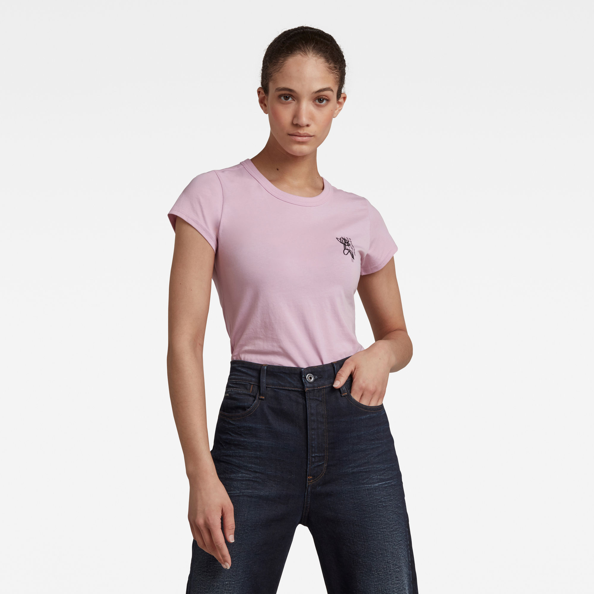 G-Star RAW Dames Slim Fit Tulip Print Tee Paars G-Star RAW Dames Slim Fit Tulip Print Tee Paars