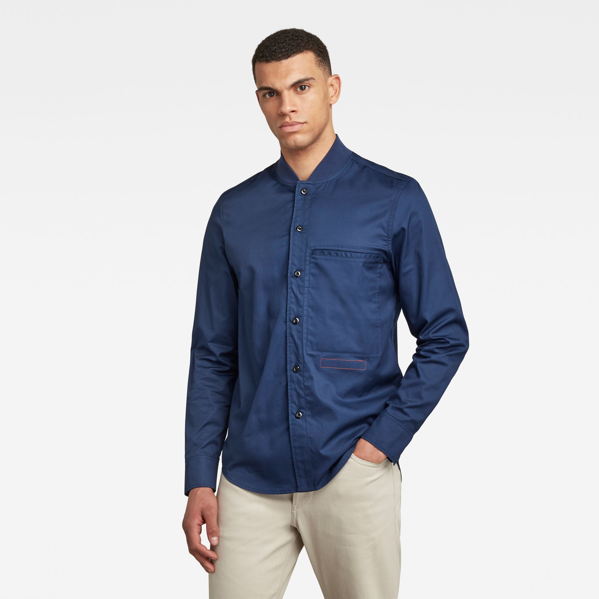 G-Star RAW Heren Bomber Collar Regular Shirt Donkerblauw G-Star RAW Heren Bomber Collar Regular Shirt Donkerblauw