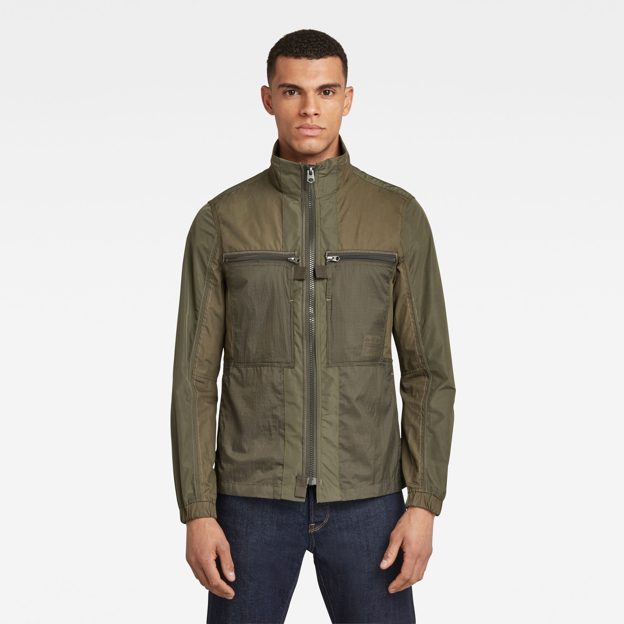 G-Star RAW Heren Fabric Mix Overshirt Groen G-Star RAW Heren Fabric Mix Overshirt Groen