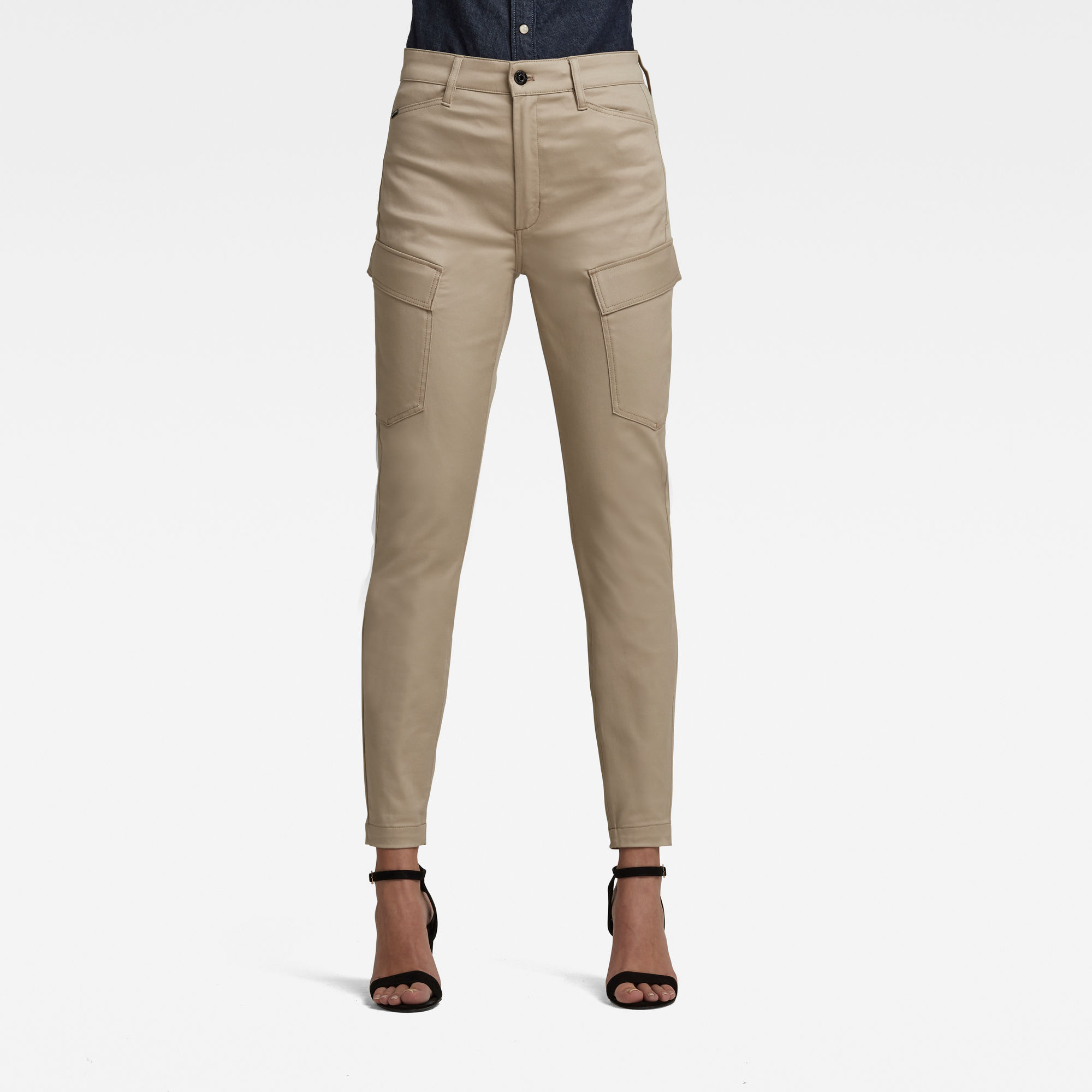 G-Star RAW Dames High G-Shape Cargo Skinny Broek Beige G-Star RAW Dames High G-Shape Cargo Skinny Broek Beige