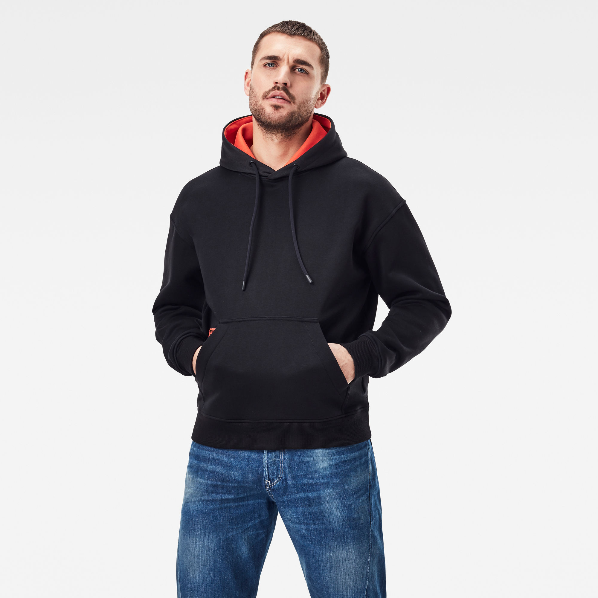 G-Star RAW Heren Contrast Hooded Sweater Zwart G-Star RAW Heren Contrast Hooded Sweater Zwart