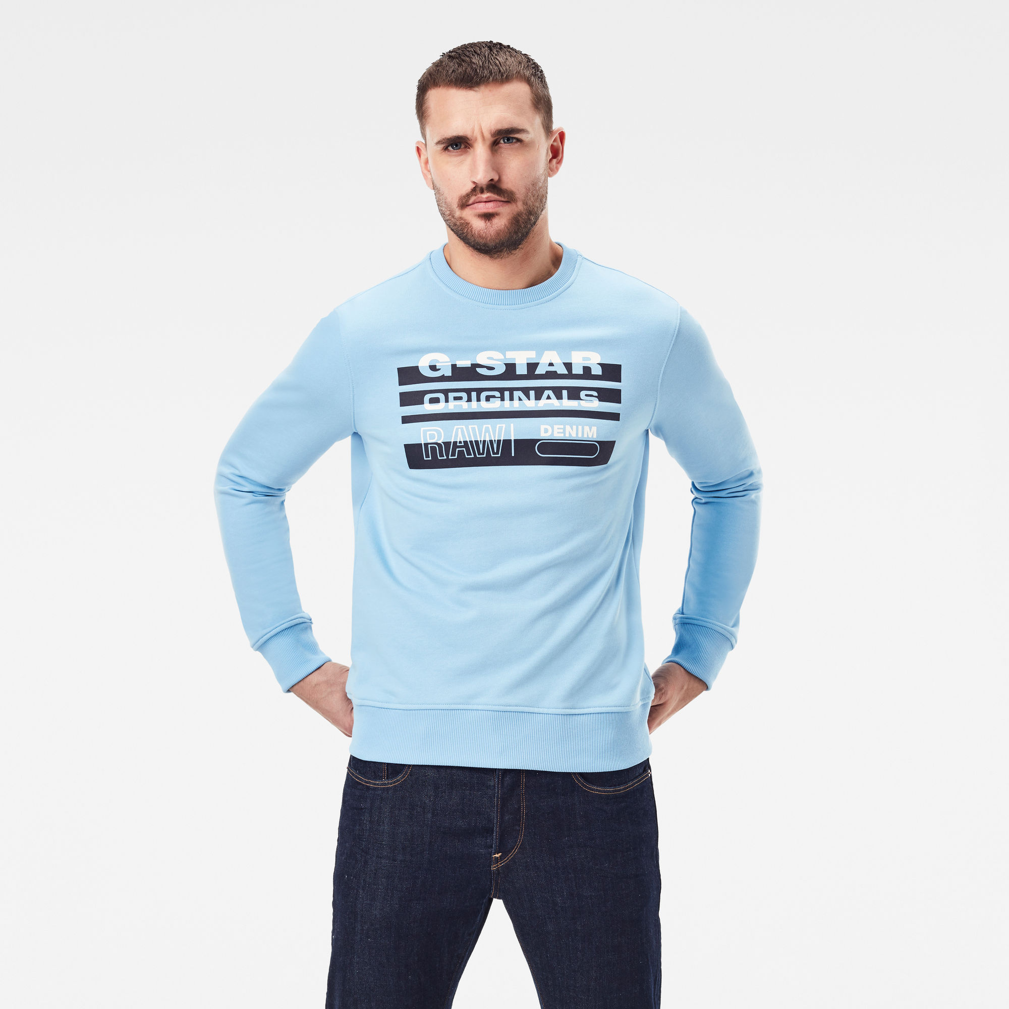 G-Star RAW Heren Originals Sweater Blauw G-Star RAW Heren Originals Sweater Blauw