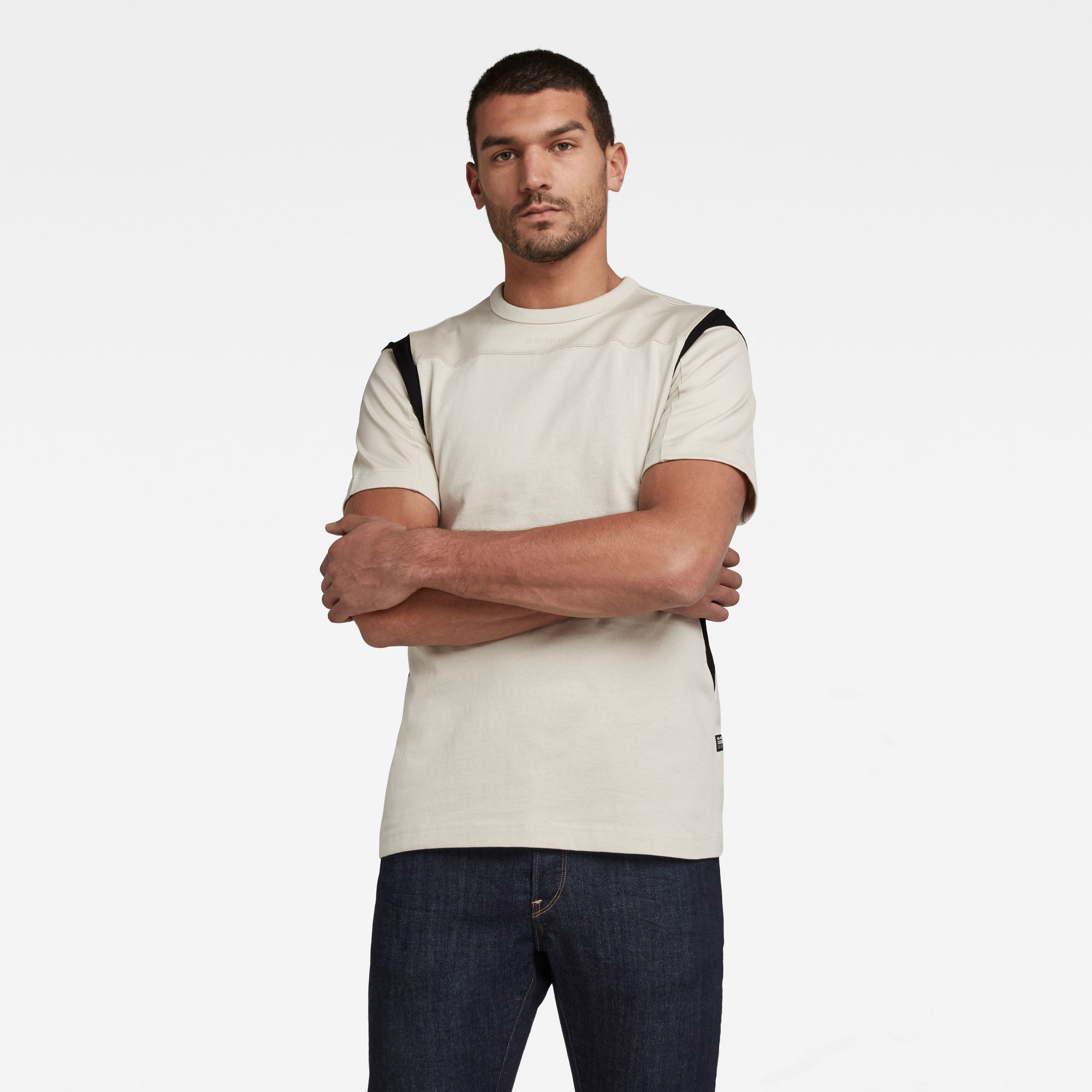 G-Star RAW Heren Moto Mesh Motac T-Shirt Beige G-Star RAW Heren Moto Mesh Motac T-Shirt Beige