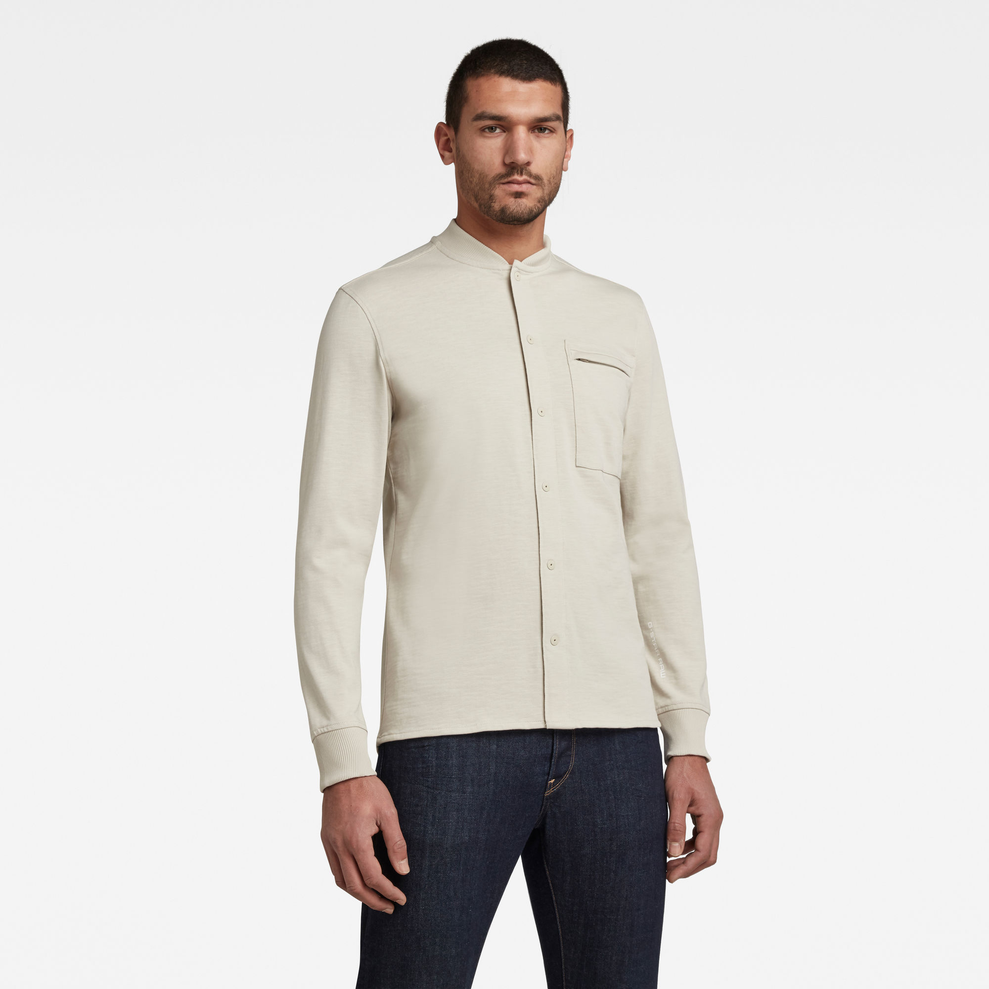 G-Star RAW Heren Baseball Jersey Zip Pocket T-Shirt Beige G-Star RAW Heren Baseball Jersey Zip Pocket T-Shirt Beige
