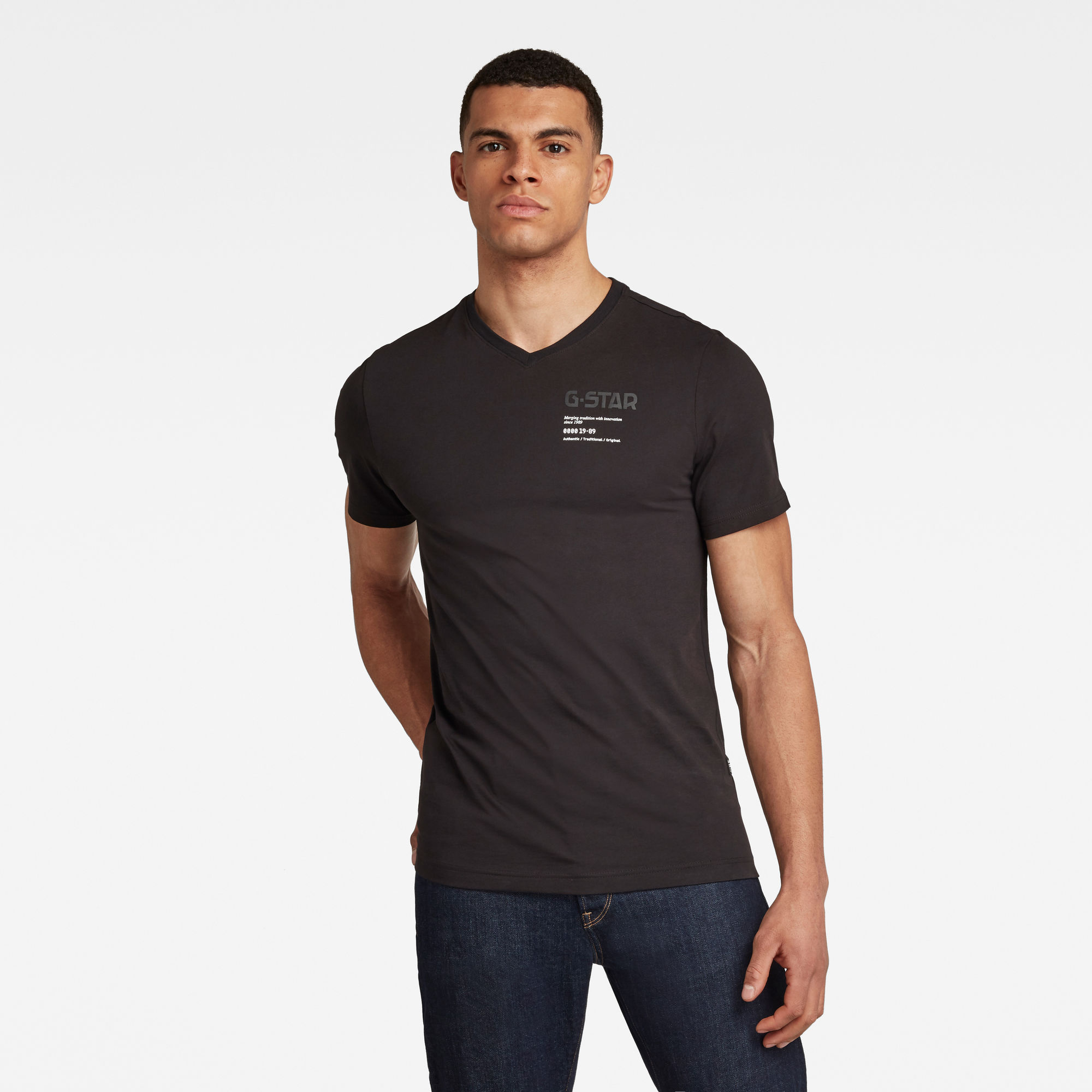 G-Star RAW Heren G-Star Chest Graphic T-Shirt Zwart G-Star RAW Heren G-Star Chest Graphic T-Shirt Zwart